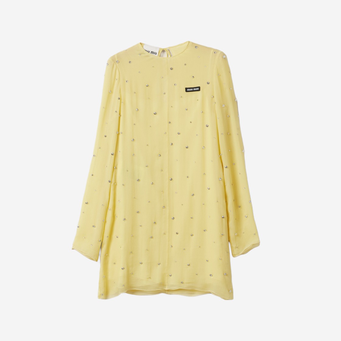 (W) Miu Miu Embroidered Chiffon Dress Yellow 상세 이미지 1