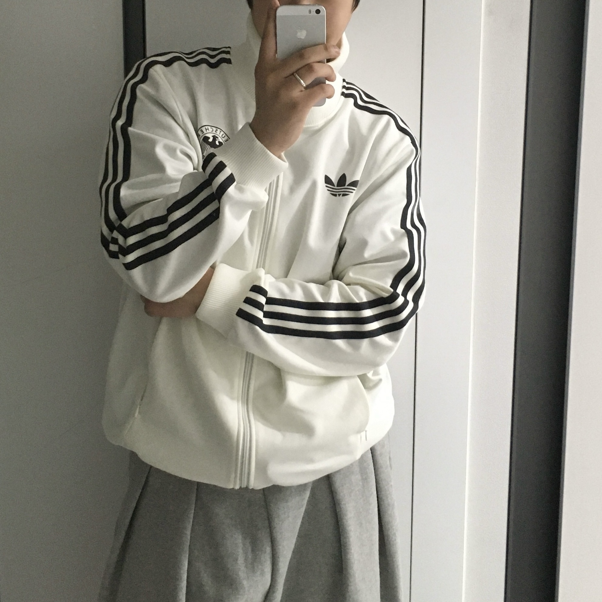 Adidas German Beckenbauer Track Top Off White - KR Sizing 착용 스타일 - 2
