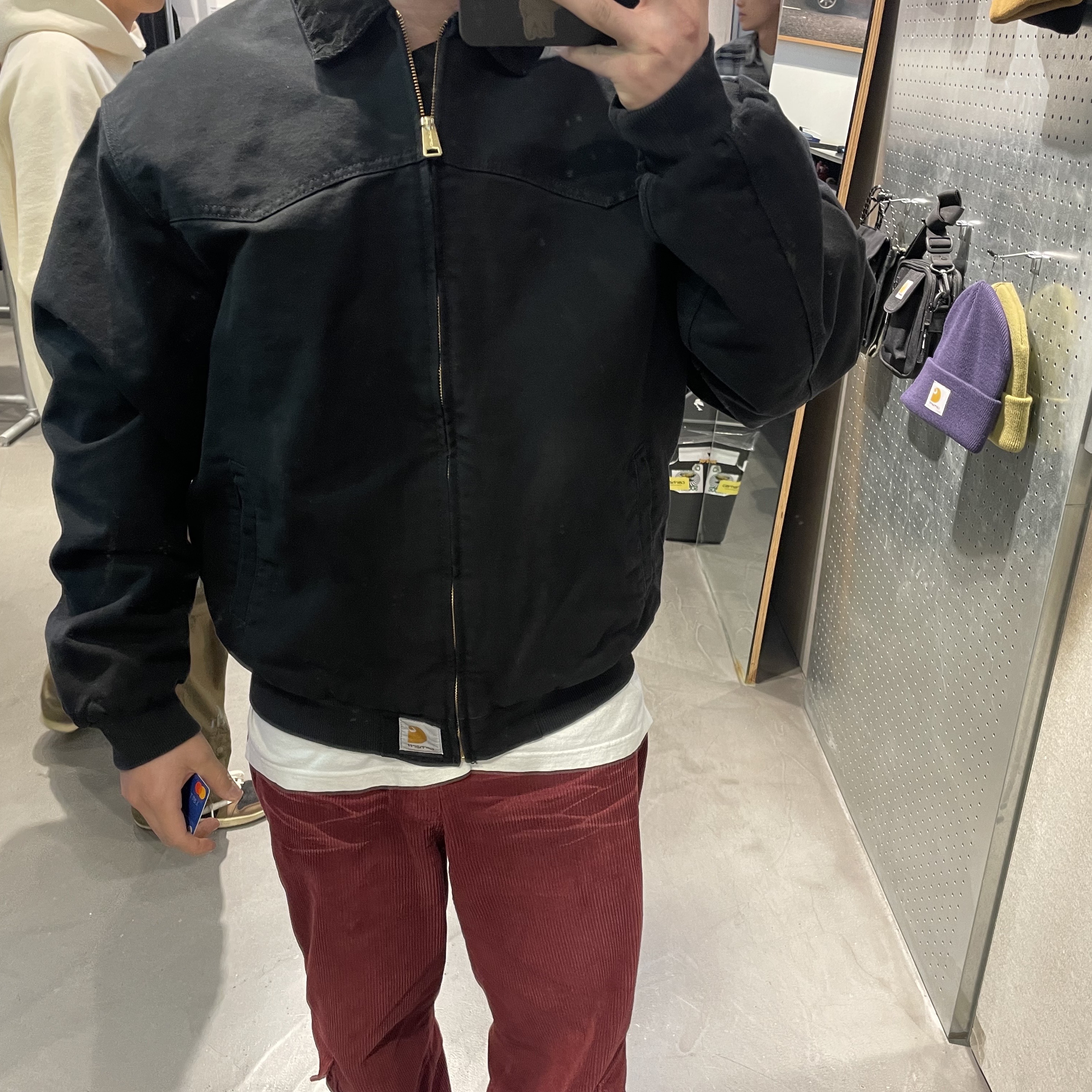 Carhartt WIP OG Santa Fe Jacket Black Aged Canvas - Winter 착용 스타일 - 1