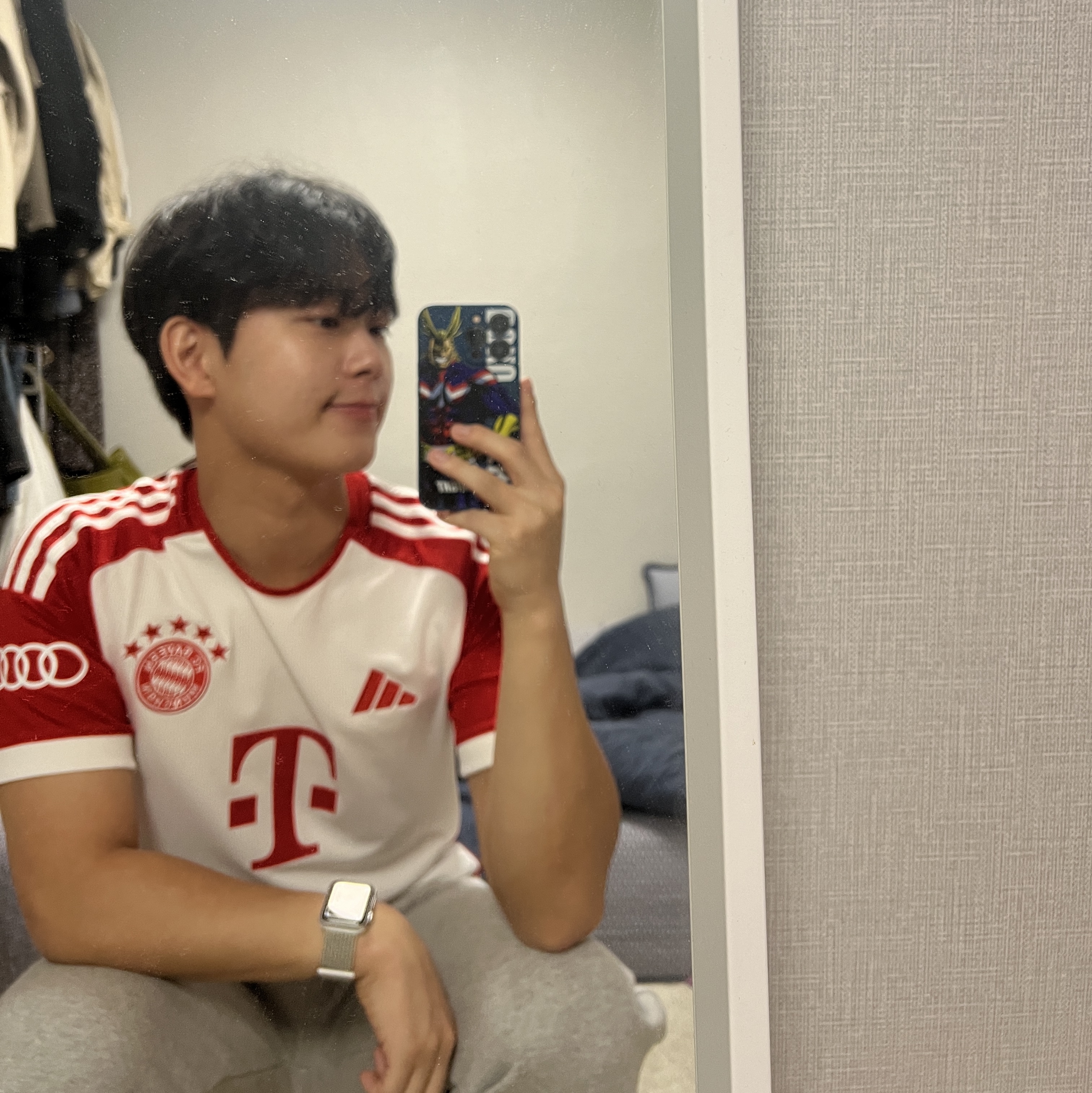 Adidas Bayern Munchen 2023/24 Home Jersey White Red - KR Sizing (Non Marking Ver.) 착용 스타일