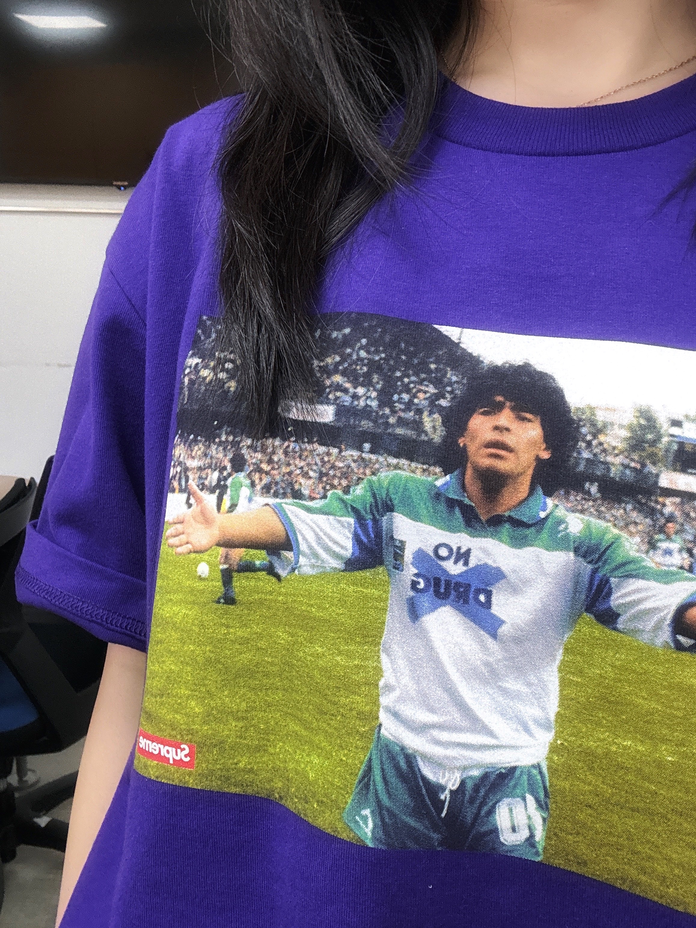 Supreme Maradona T-Shirt Purple - 24SS 착용 스타일