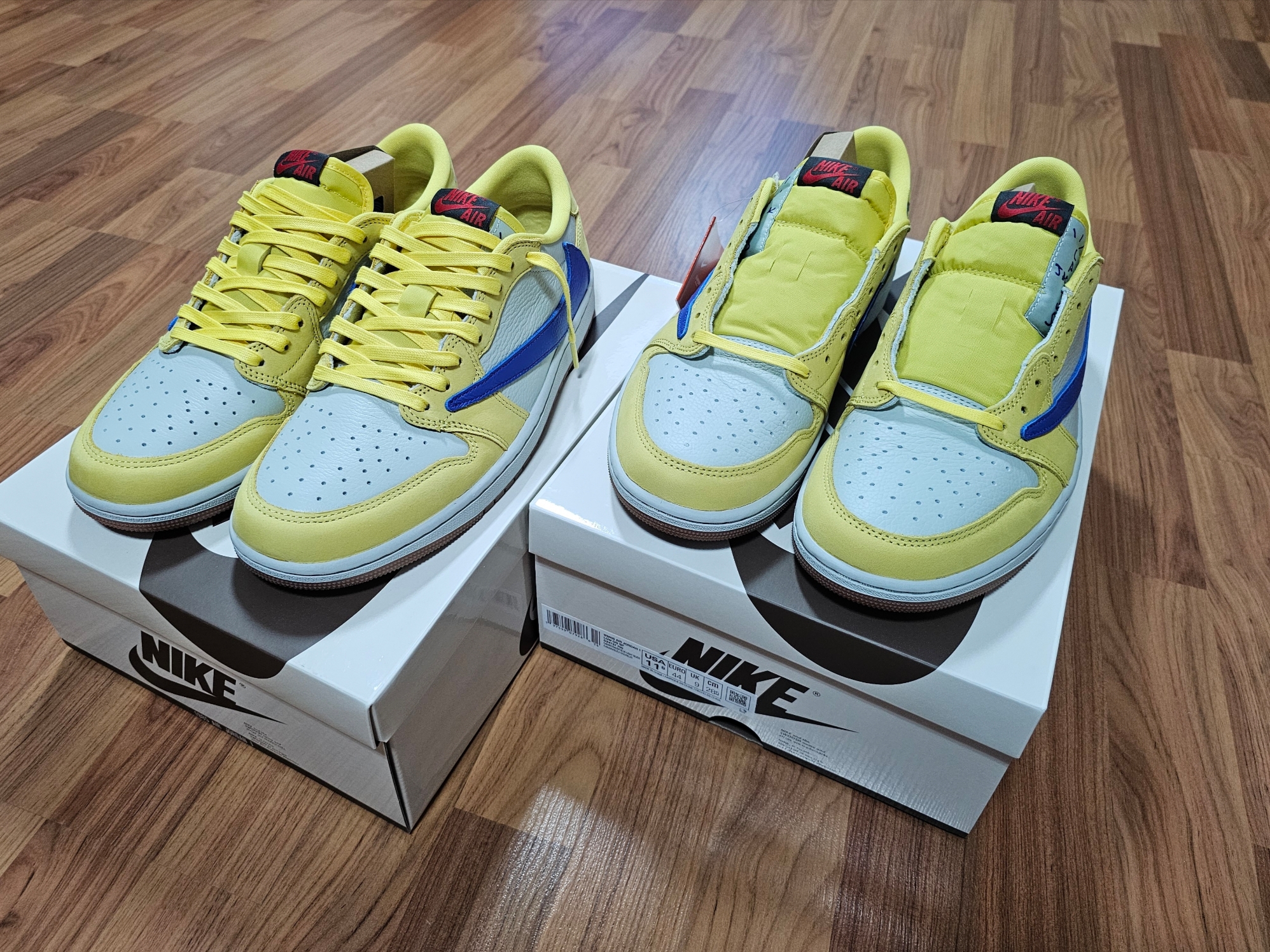 (W) Jordan 1 x Travis Scott Retro Low OG SP Canary 착용 스타일 - 3