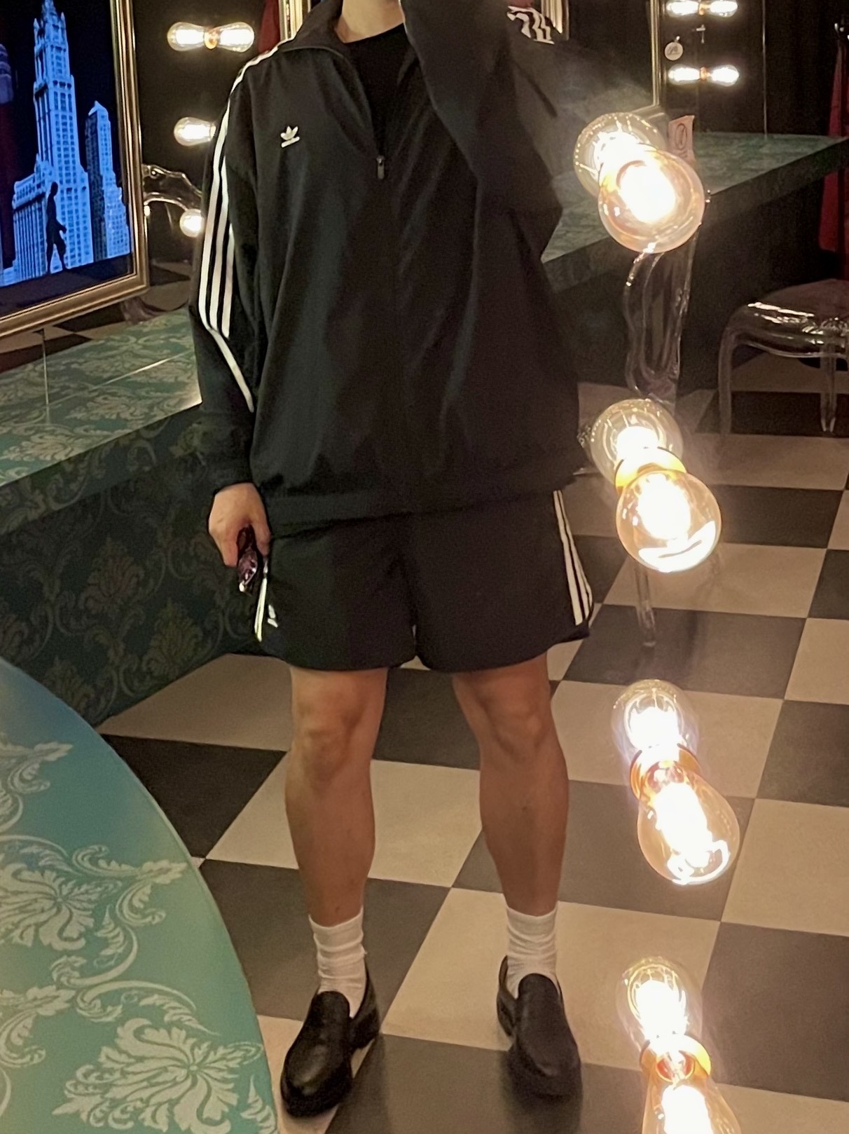 Thom Browne Pebble Grain Rubber Sole Penny Loafer Black, (W) Adidas Adilenium Oversized Track Top Black - US Sizing 착용 스타일 - 1