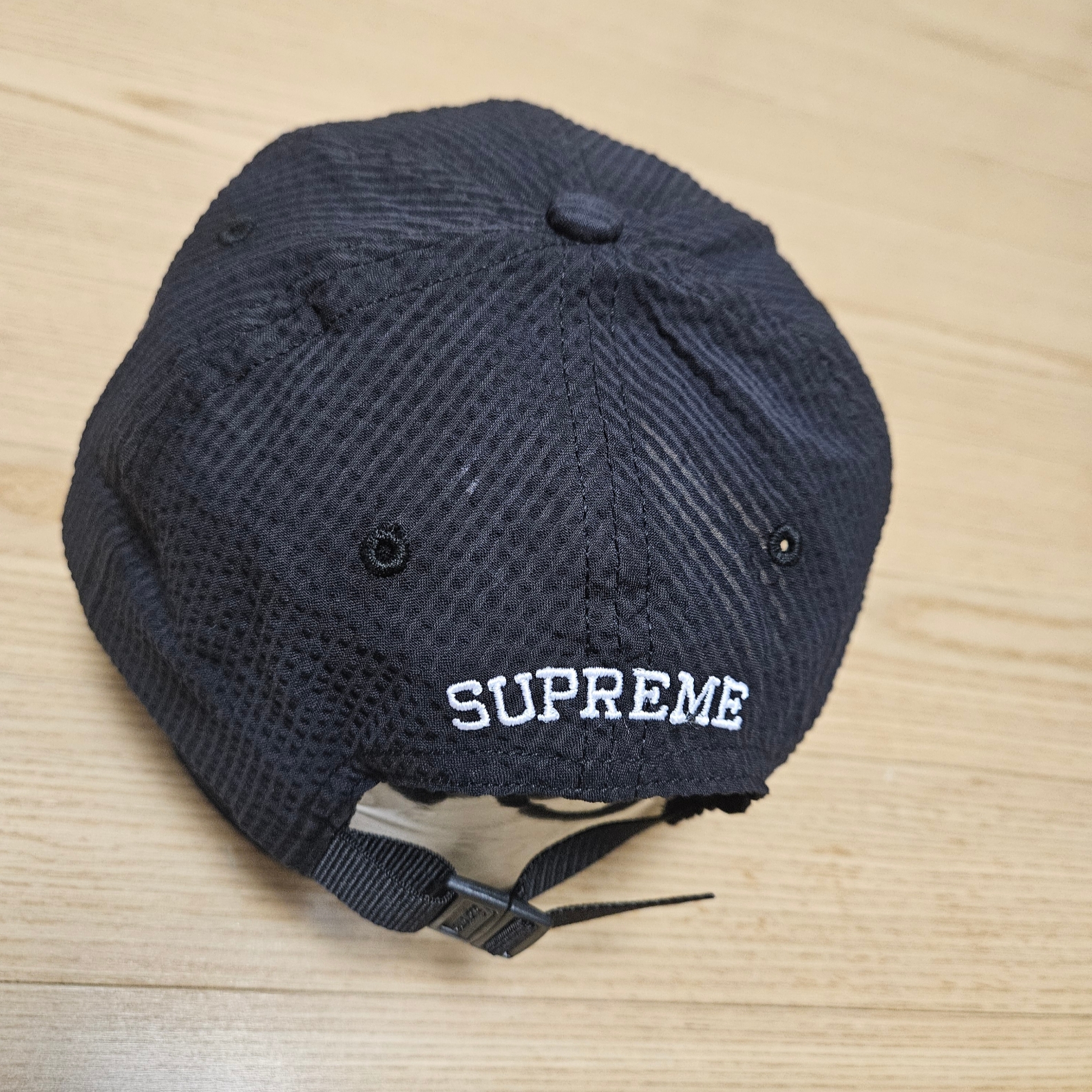 Supreme Seersucker S Logo 6-Panel Black - 24SS 착용 스타일 - 3