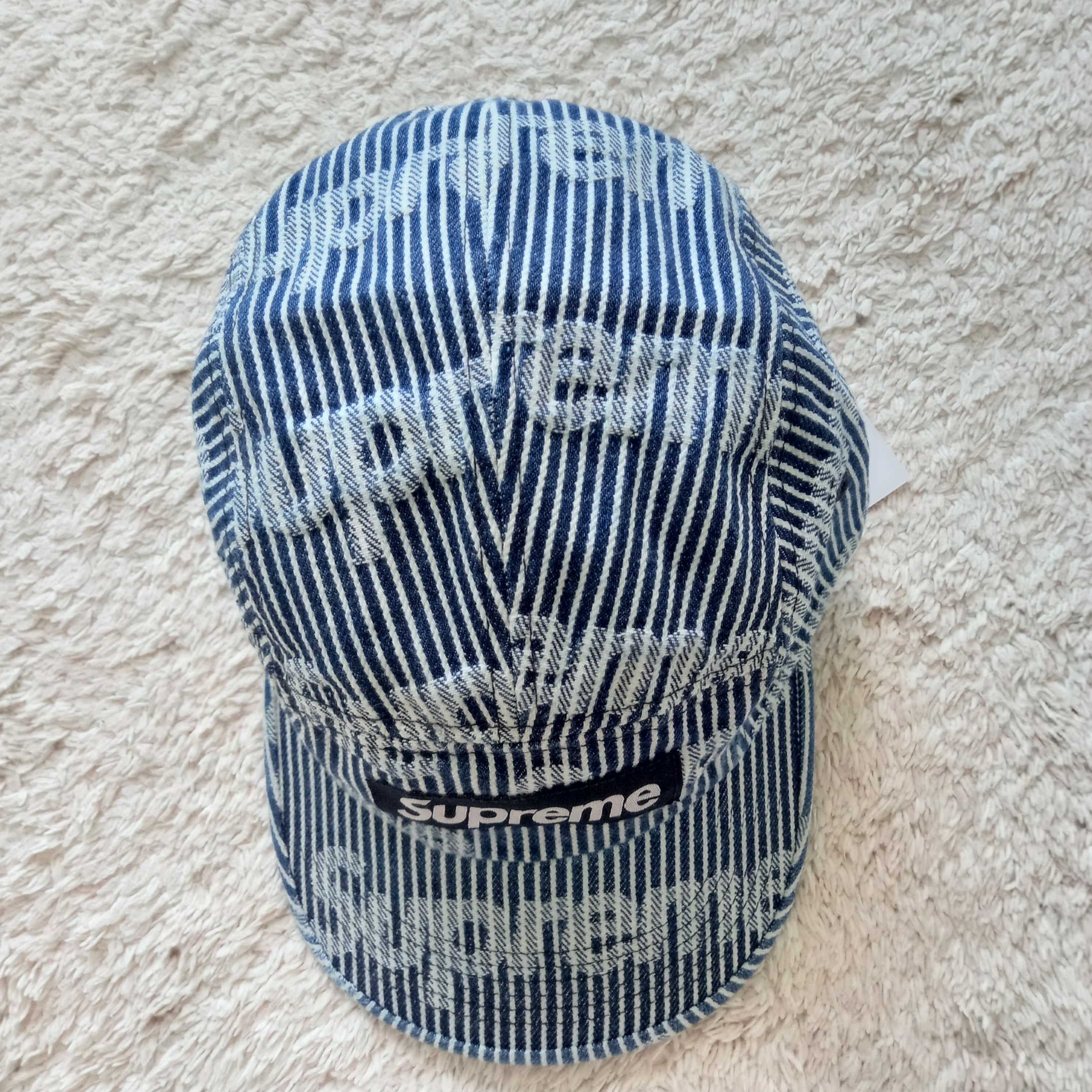 Supreme Denim Camp Cap Stripe - 24SS 착용 스타일 - 2