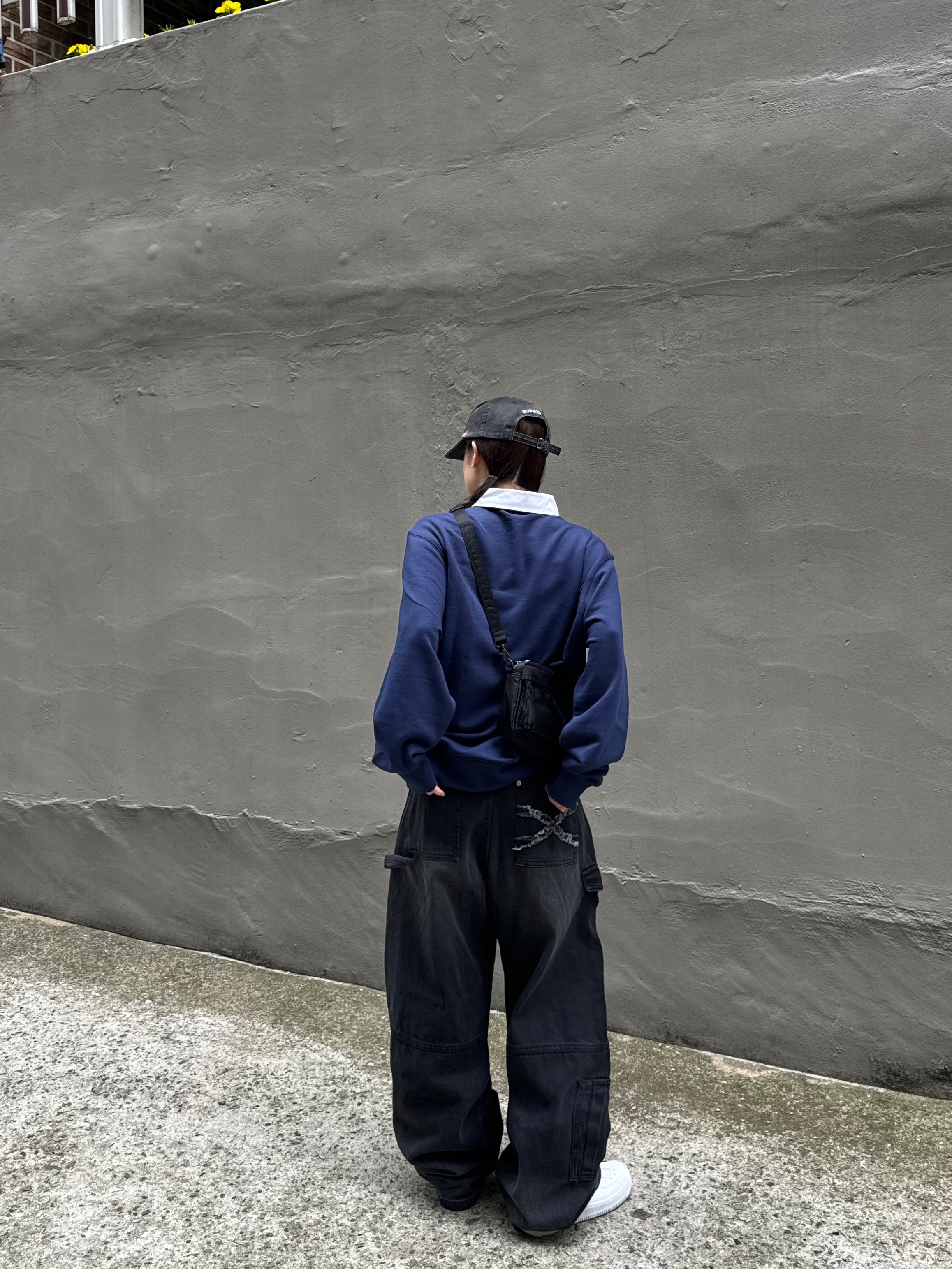 Nike Club Fleece Long Sleeve Fleece Polo Midnight Navy - Asia, Supreme Pigment Print S Logo 6-Panel Black - 23FW 착용 스타일 - 4