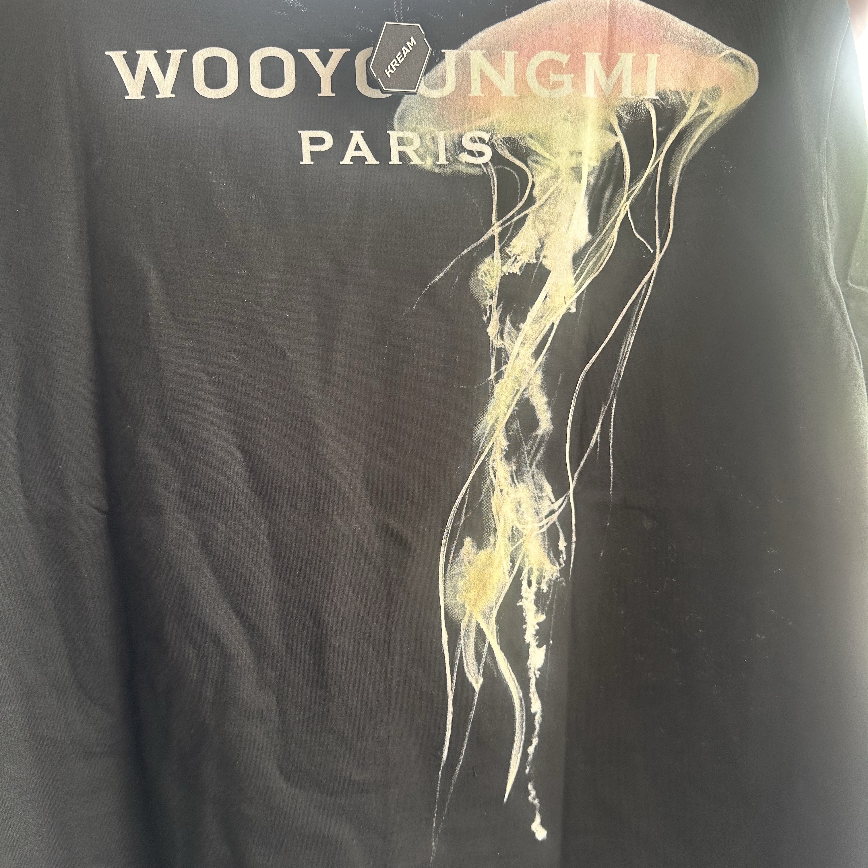 Wooyoungmi Luminous Jellyfish Back Logo T-Shirt Black - 24SS 착용 스타일