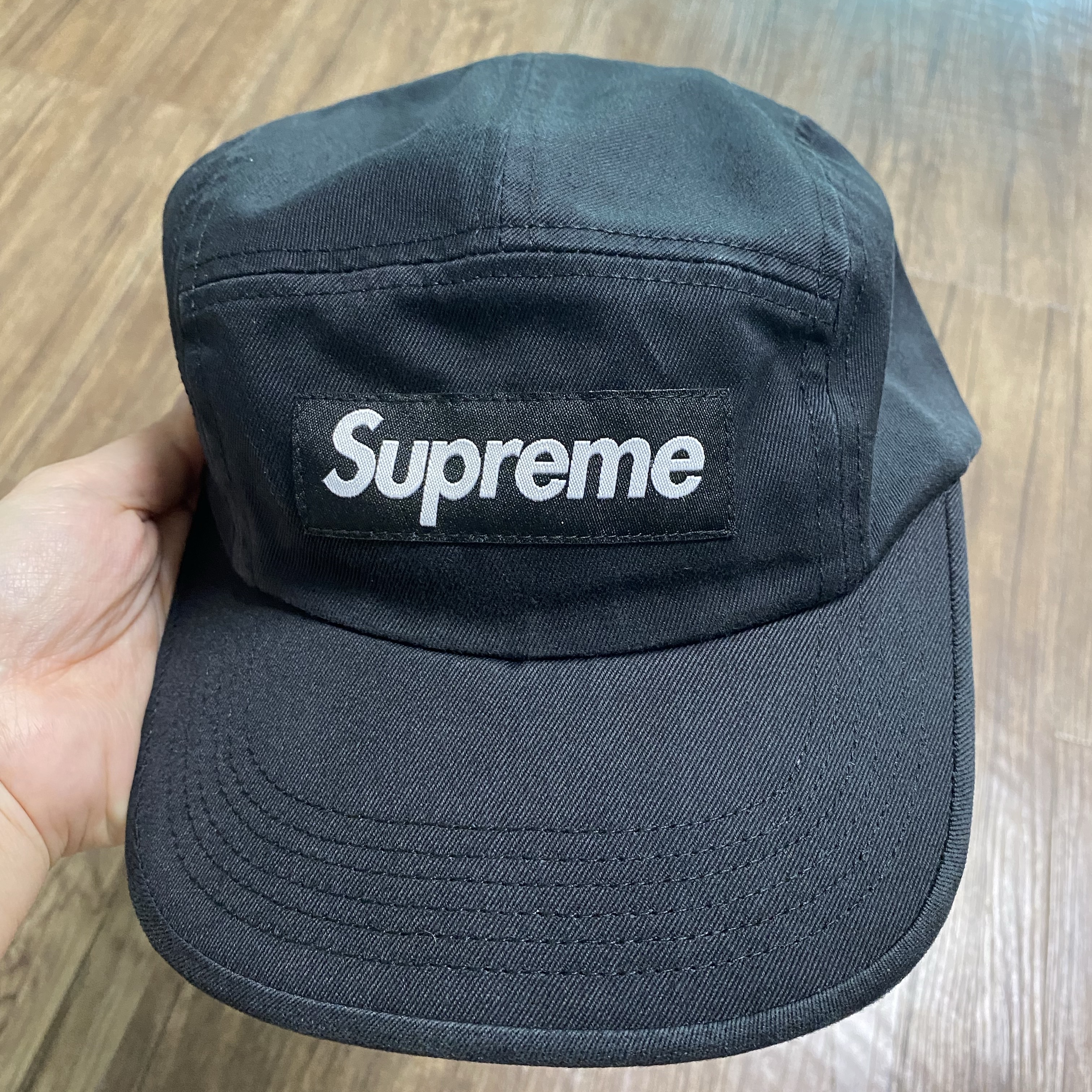Supreme Washed Chino Twill Camp Cap Black - 24SS 착용 스타일 - 1