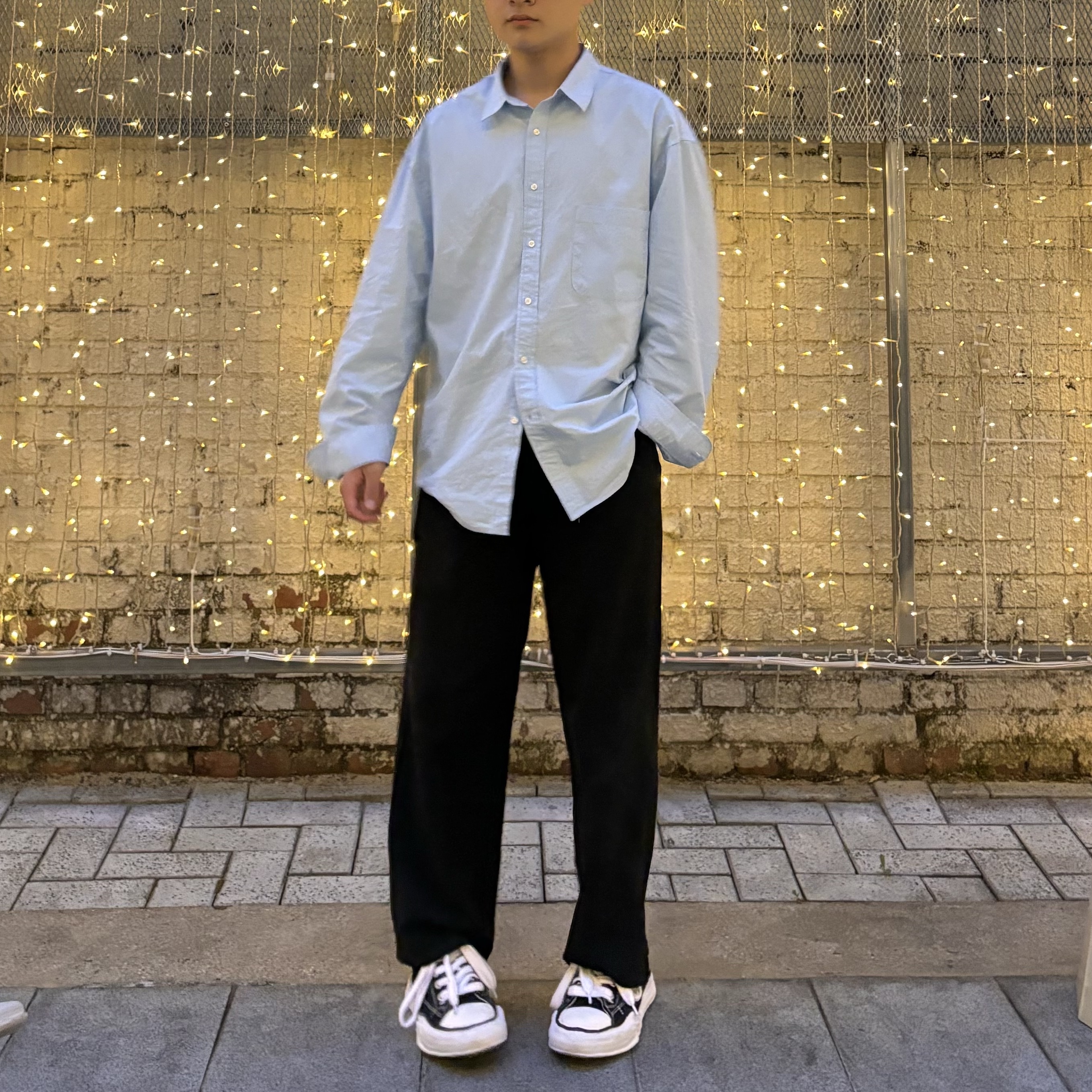 Maison Mihara Yasuhiro Peterson OG Sole Canvas Low Sneakers Black, Covernat Semi Wide Easy Banding Slacks Black 착용 스타일