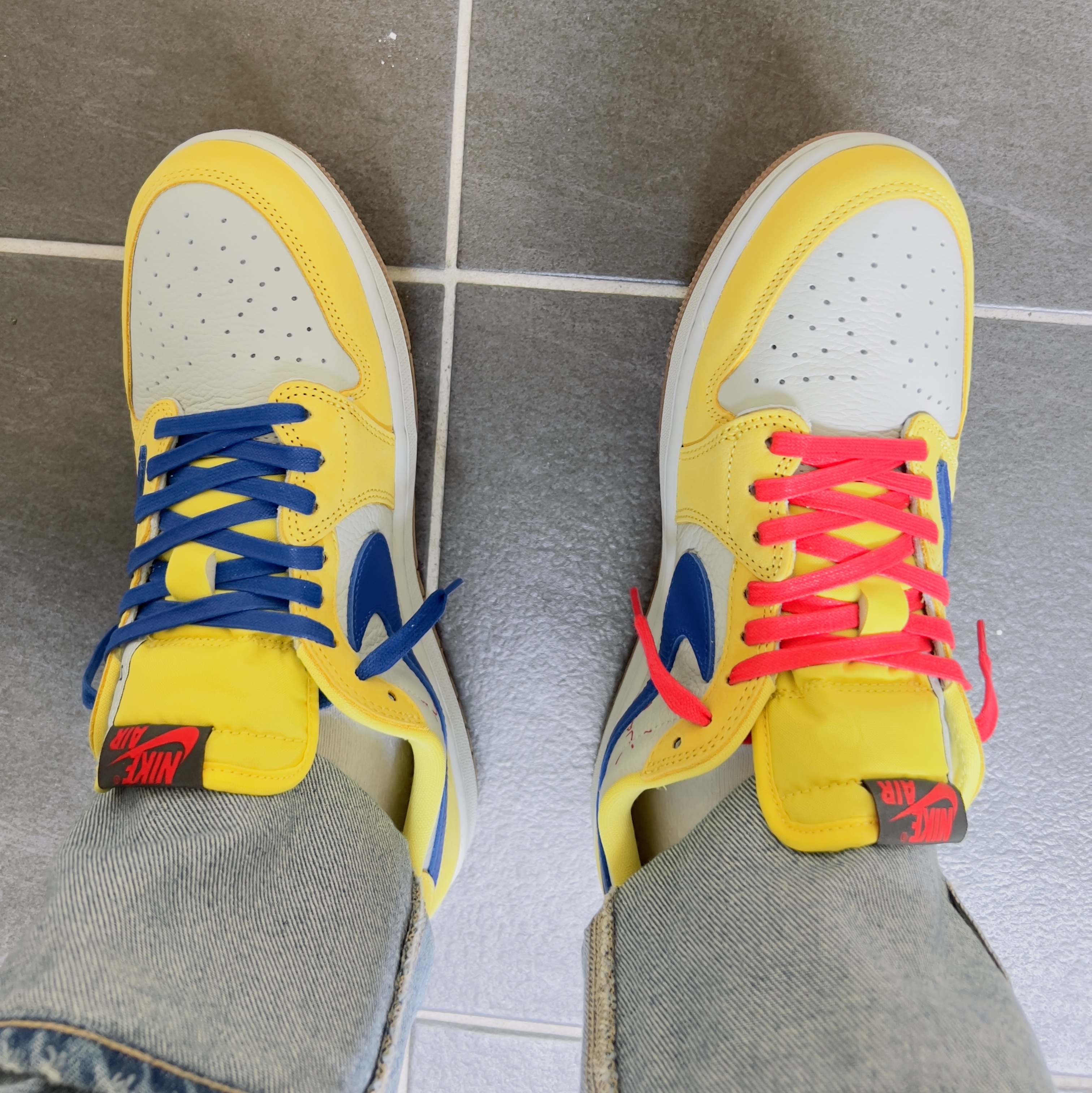 (W) Jordan 1 x Travis Scott Retro Low OG SP Canary 착용 스타일