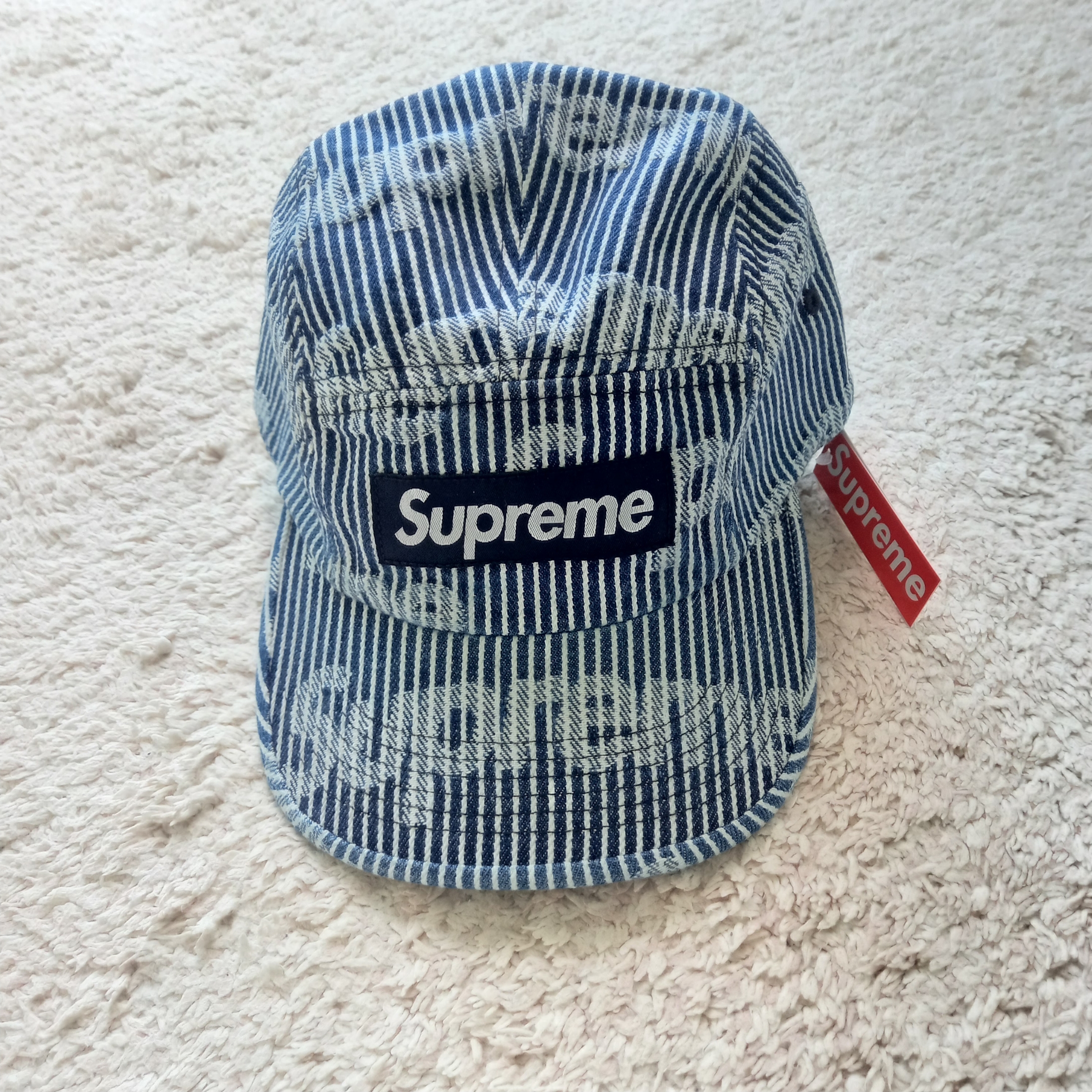 Supreme Denim Camp Cap Stripe - 24SS 착용 스타일 - 1