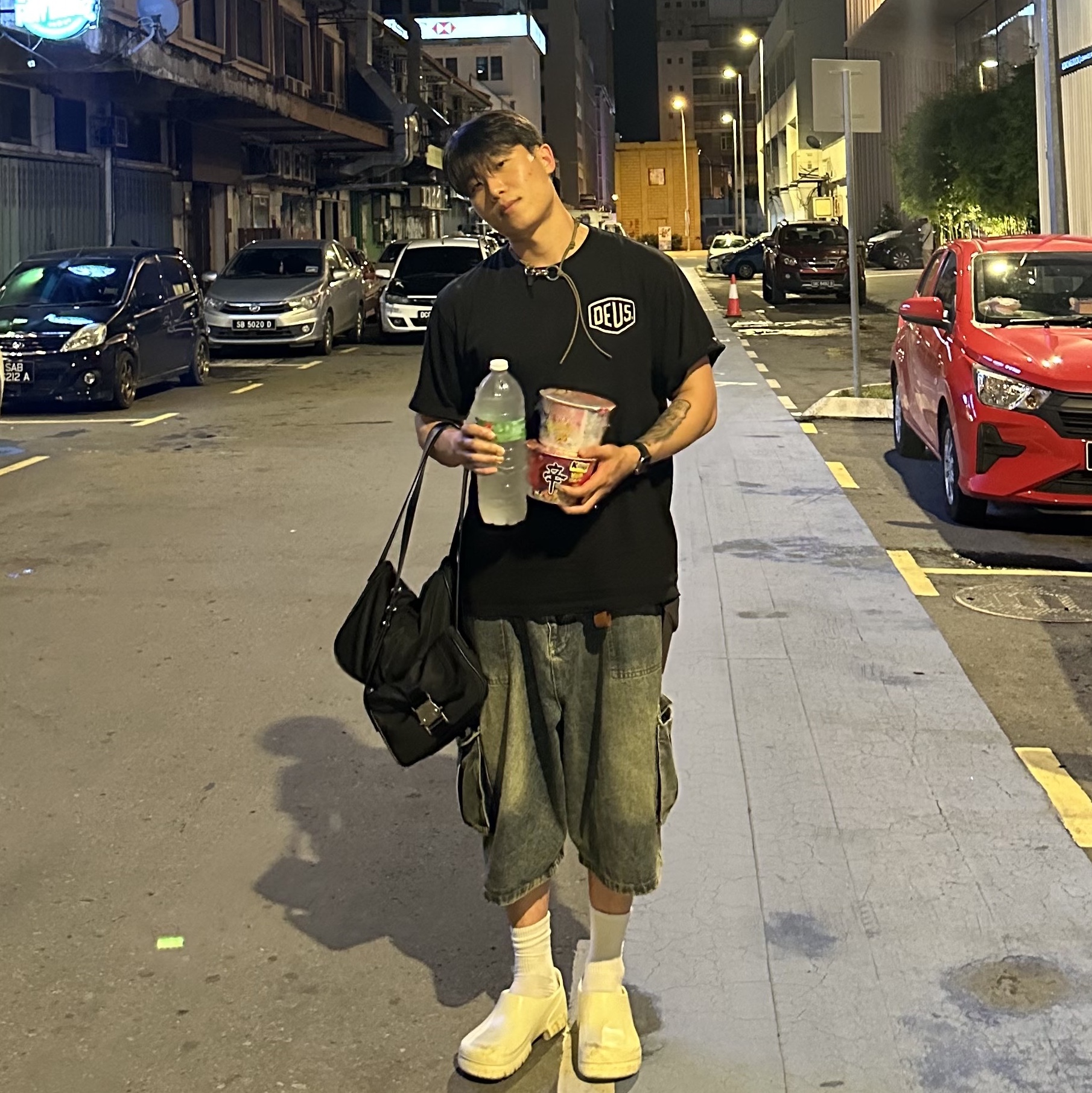 Birkenstock A630 Clog White, Our Legacy Ladon Leather Keychain Olive 착용 스타일 - 2