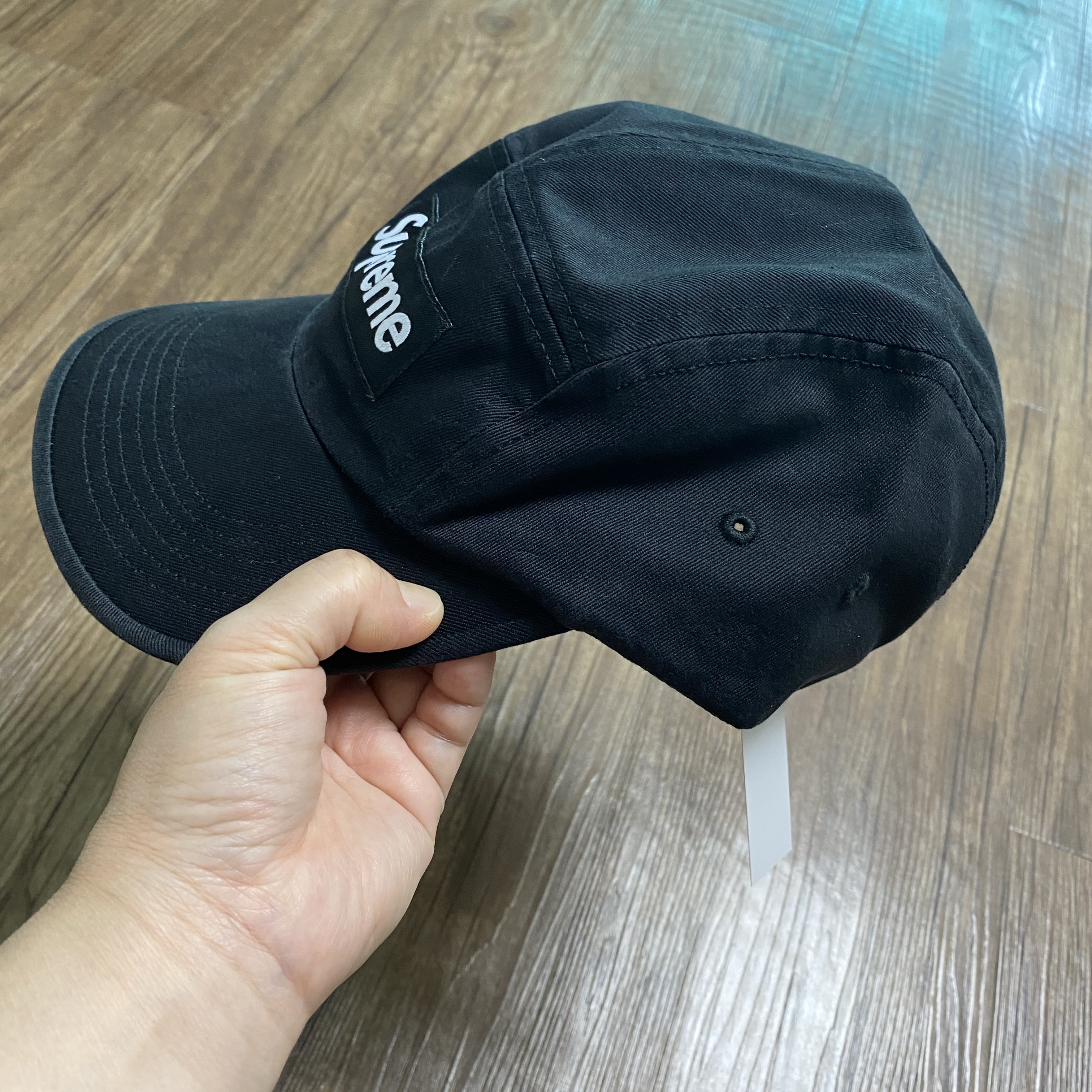 Supreme Washed Chino Twill Camp Cap Black - 24SS 착용 스타일 - 2