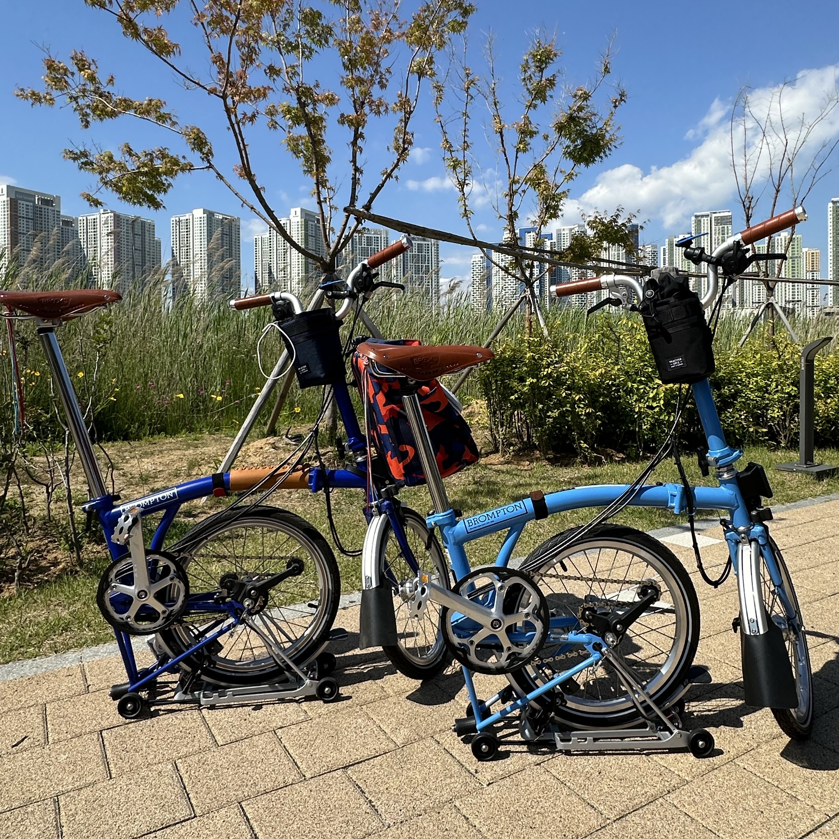 Brompton C Line Explore 6 Speed with Rack Racing Green 착용 스타일 - 5