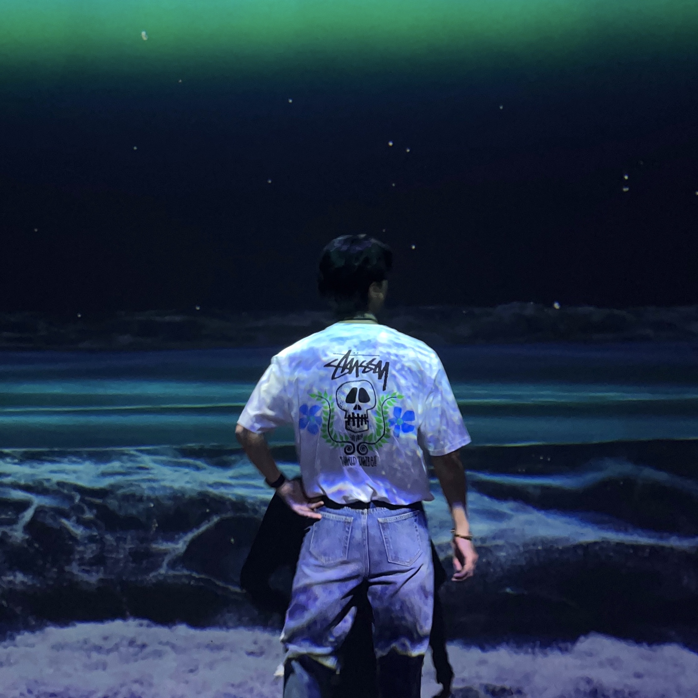 Stussy Skull Crest T-Shirt White 착용 스타일 - 2