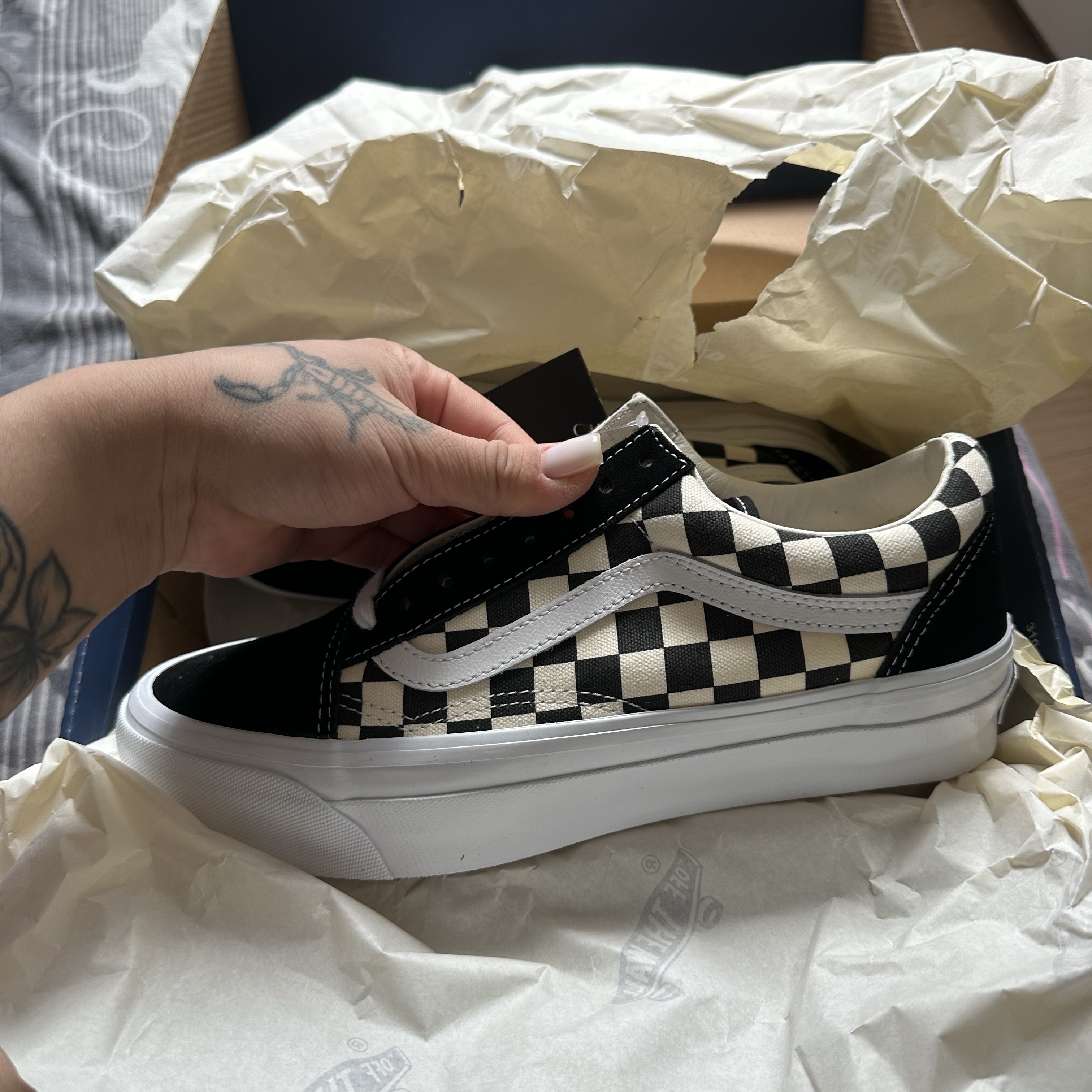 Vans Old Skool Platform Checkerboard 착용 스타일 - 3