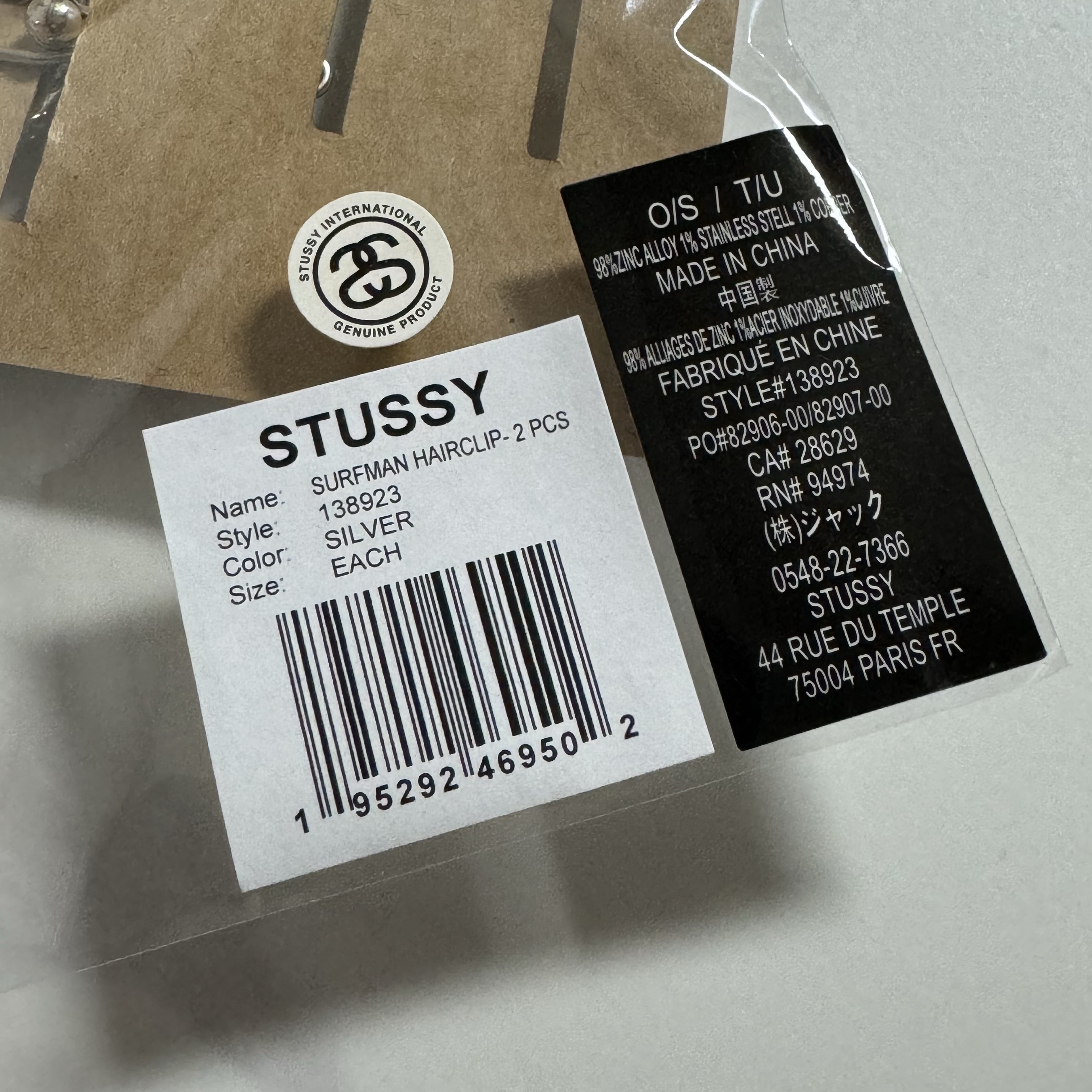 Stussy Surfman Hairclip Silver 착용 스타일 - 3