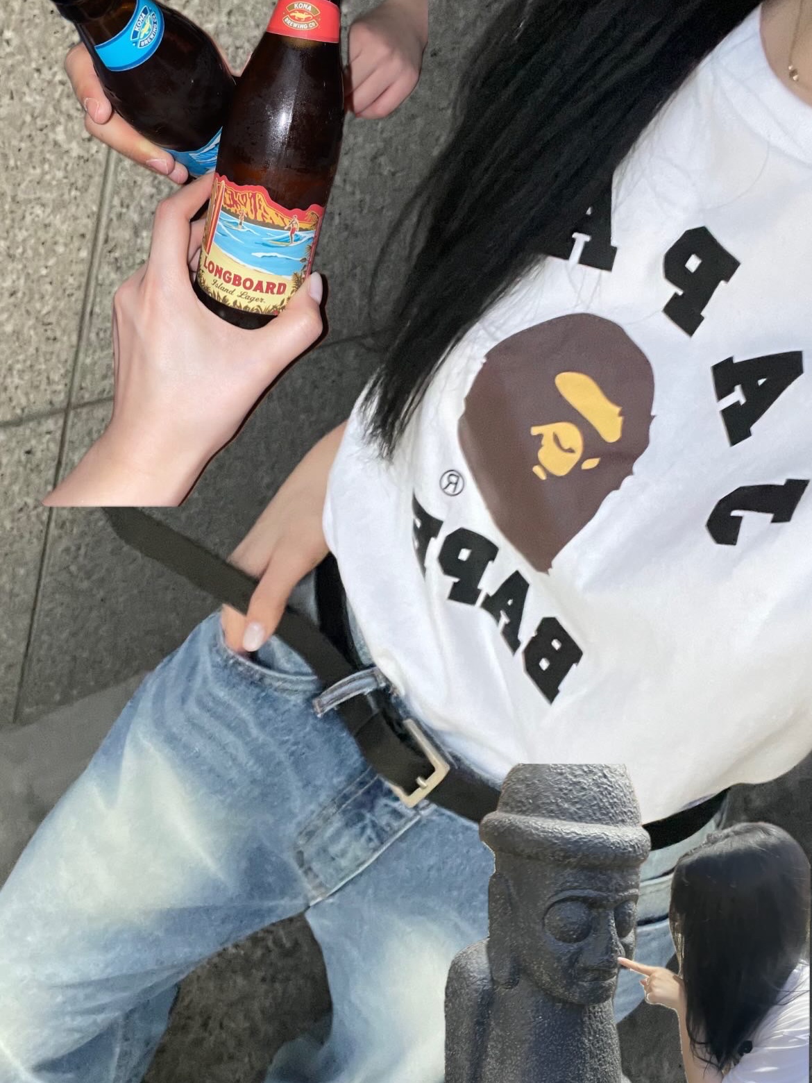 BAPE Japan College City T-Shirt White 착용 스타일