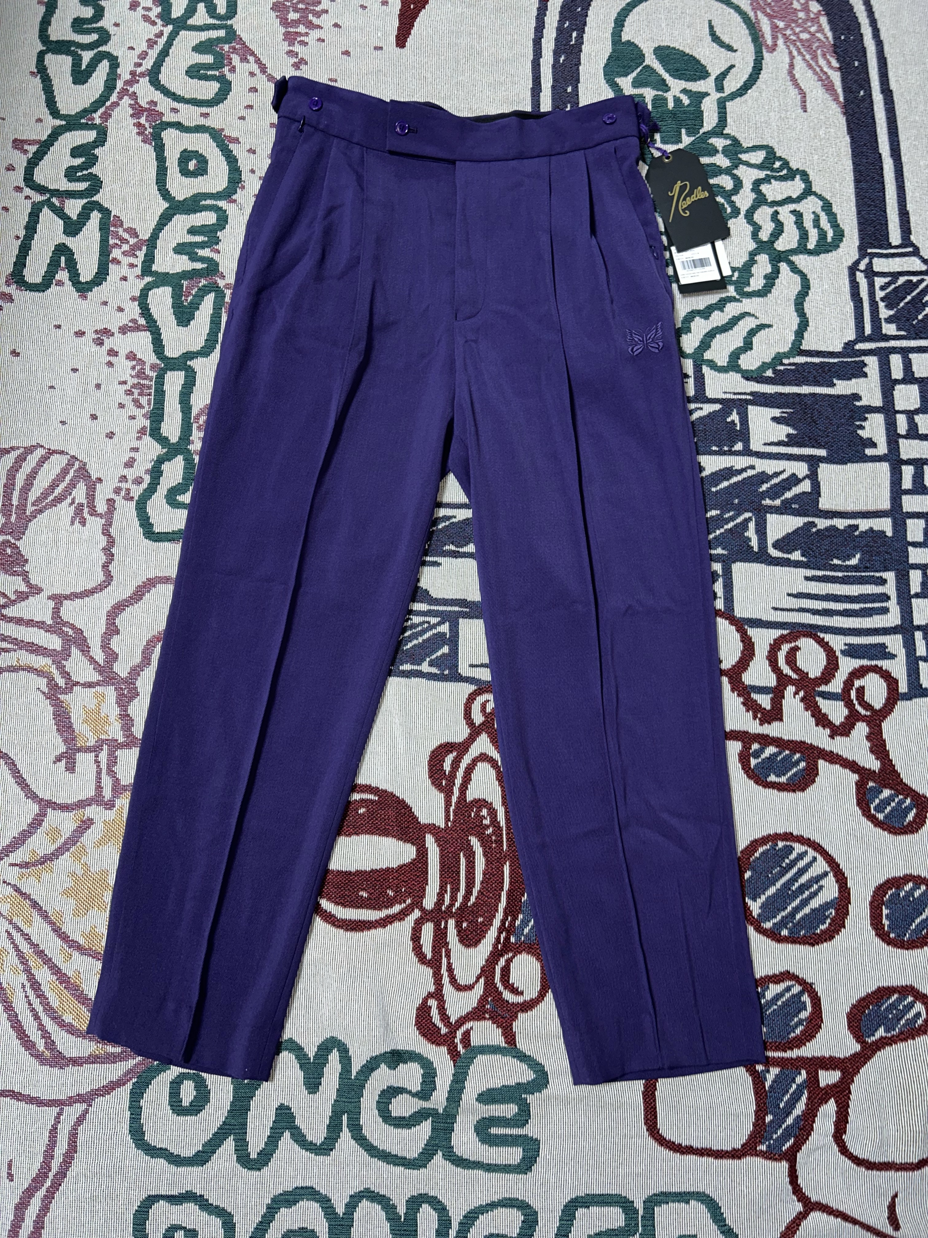 Needles Tucked Side Tab Trouser Poly Dobby Cloth Purple 착용 스타일 - 2