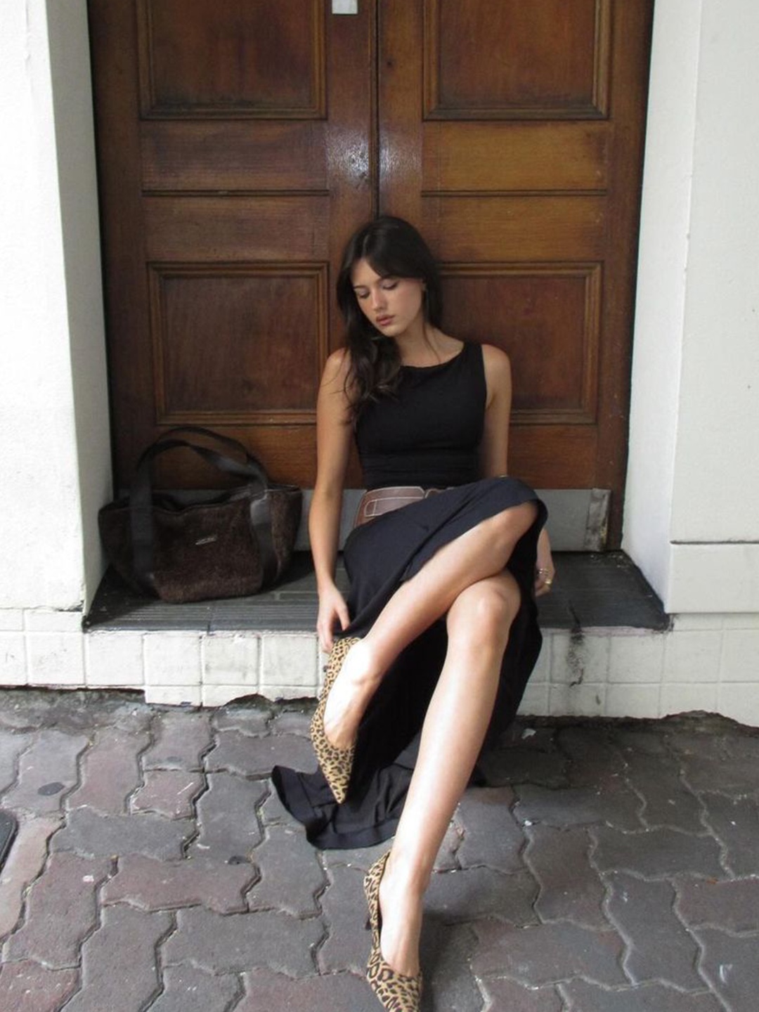 (W) Bohemian Seoul Shirring Linen Slit OPS Ivory, Cost per Kilo Side Slit Midi Skirt Black 착용 스타일 - 2