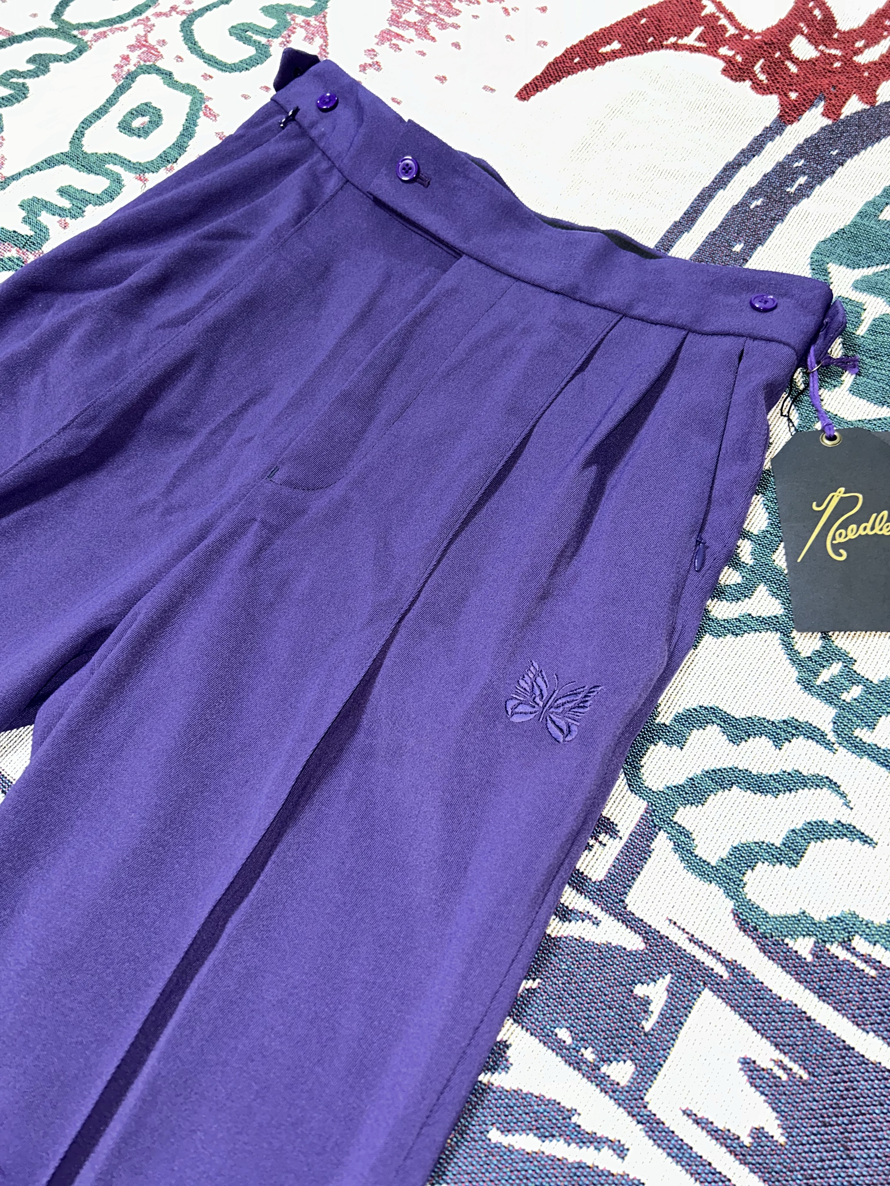 Needles Tucked Side Tab Trouser Poly Dobby Cloth Purple 착용 스타일 - 1