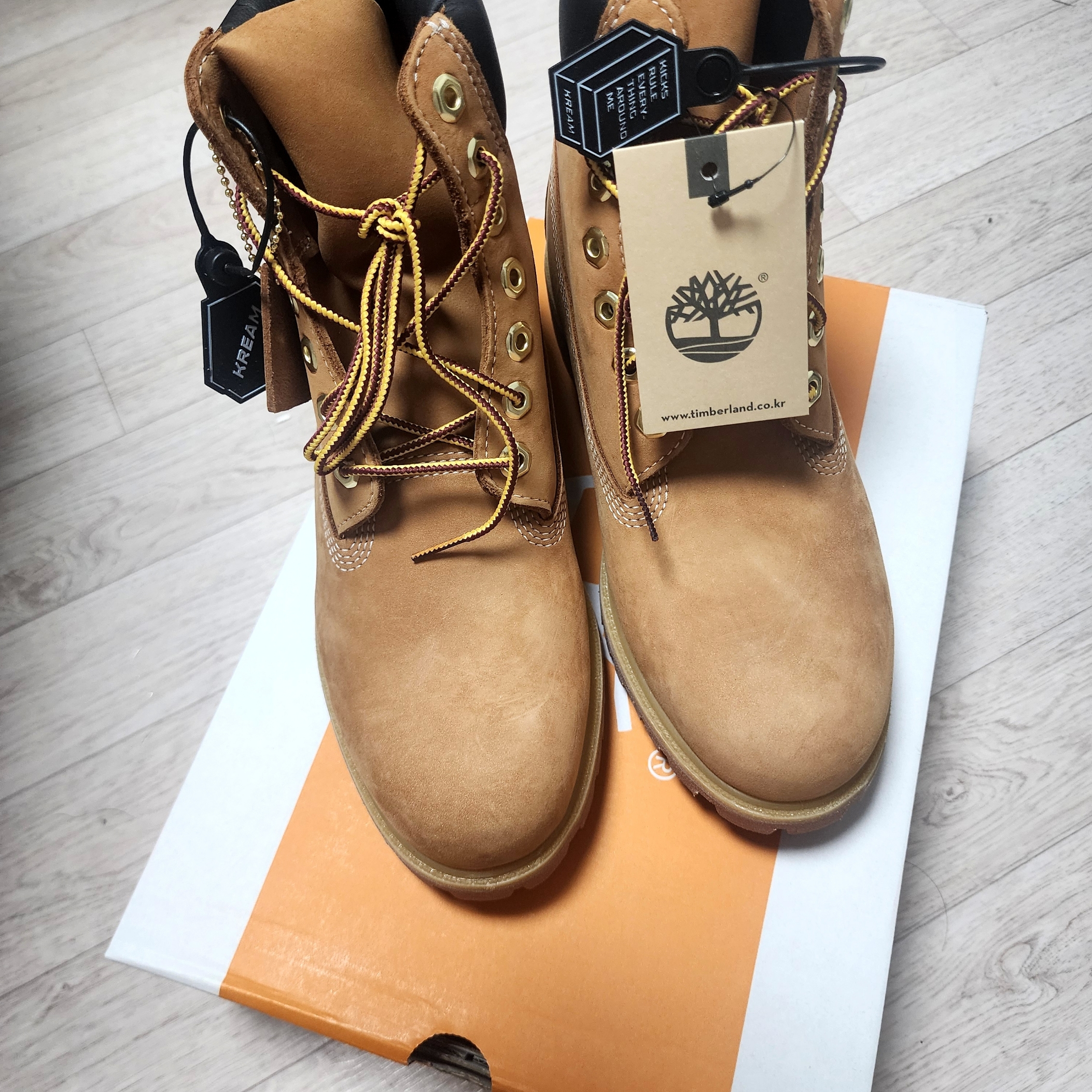 Timberland Premium 6 inch Waterproof Boot Wheat Nubuck - Wide 착용 스타일 - 1