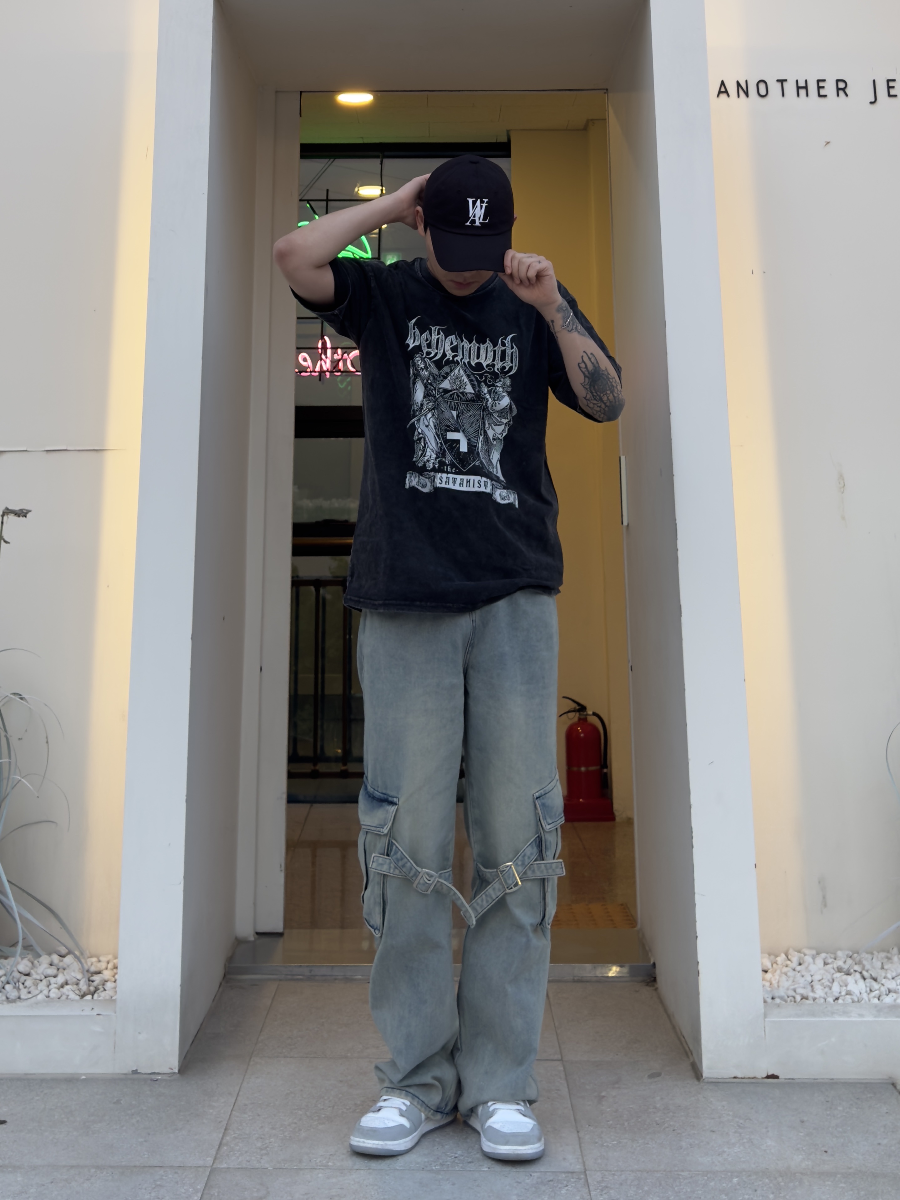 (W) Jordan 1 Low White Wolf Grey 착용 스타일 - 2