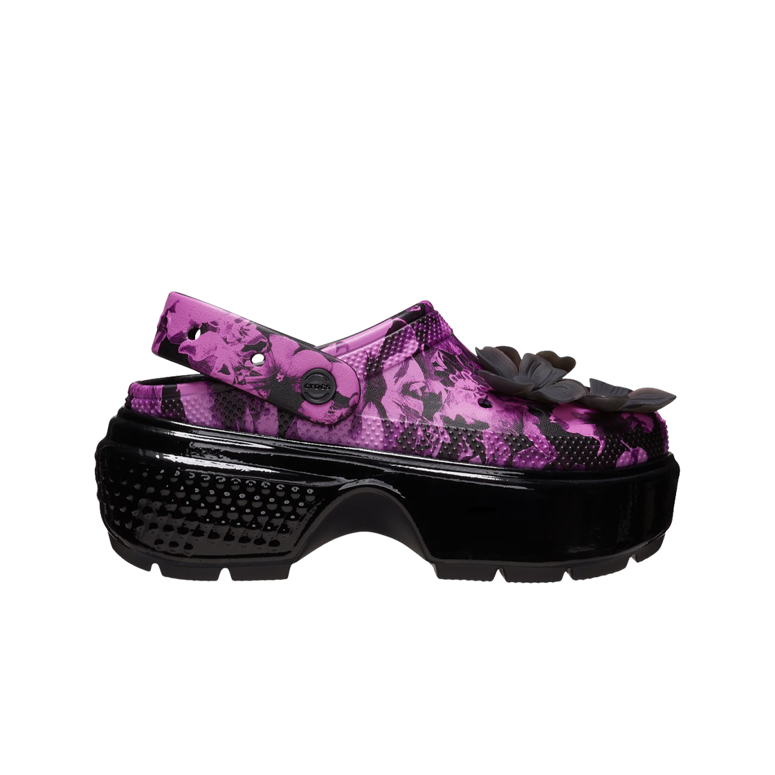 Crocs Stomp Hyper Floral High Shine Clog Black Multi 상세 이미지 1