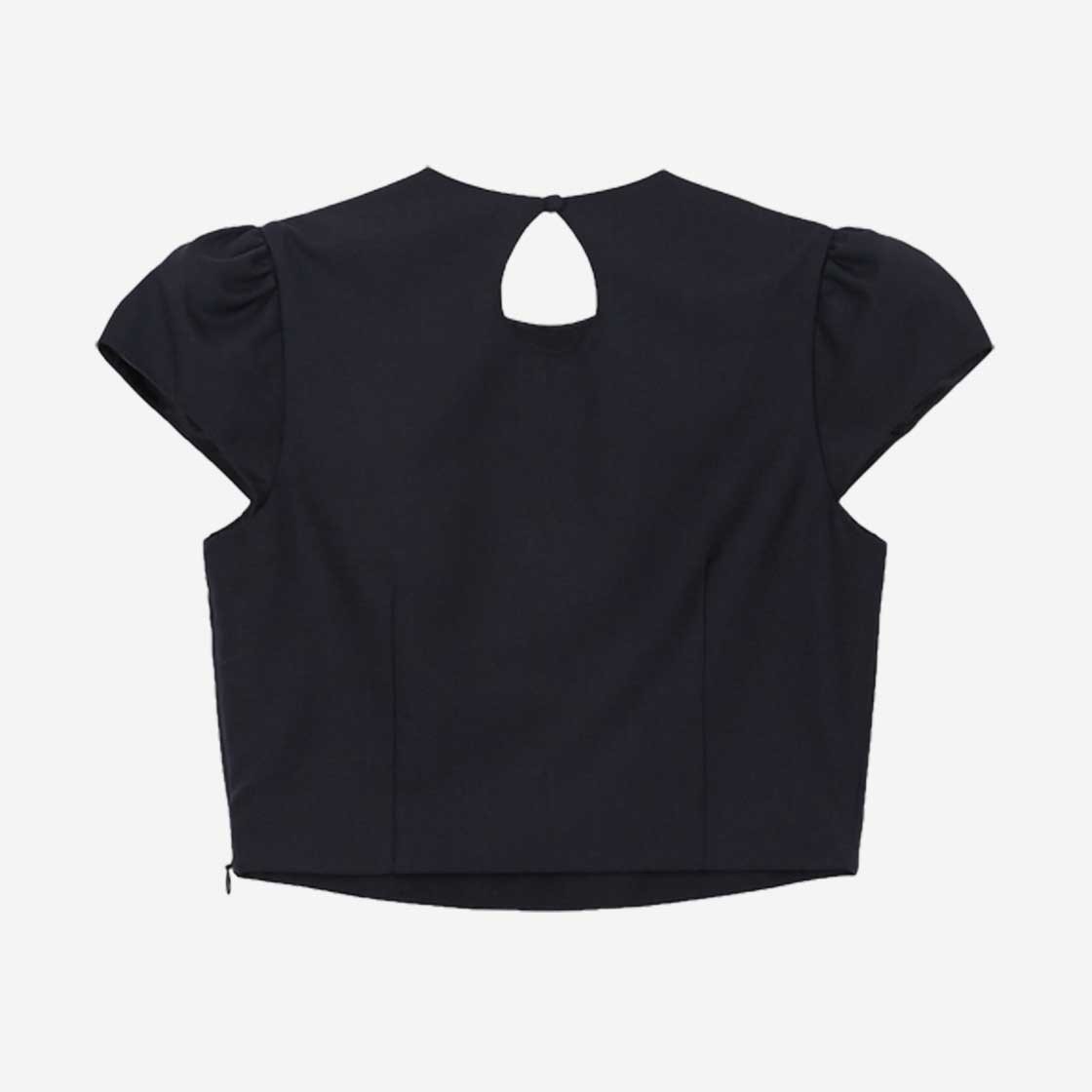 [예약 배송] FLETTA Classic Crop Blouse Navy 상세 이미지 2