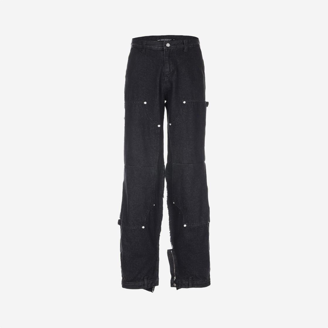 Surgery Double Knee Double Jeans Black 상세 이미지 1