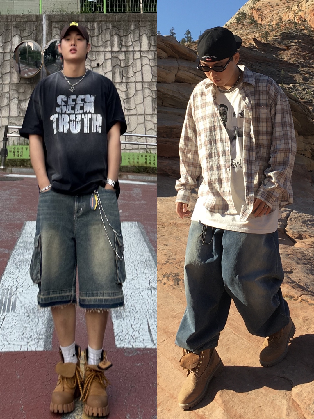 Timberland x Comme des Garcons Shirt x Supreme 6 Inch Boot Wheat - Medium, New Balance 574 Legacy Navy 착용 스타일 - 3
