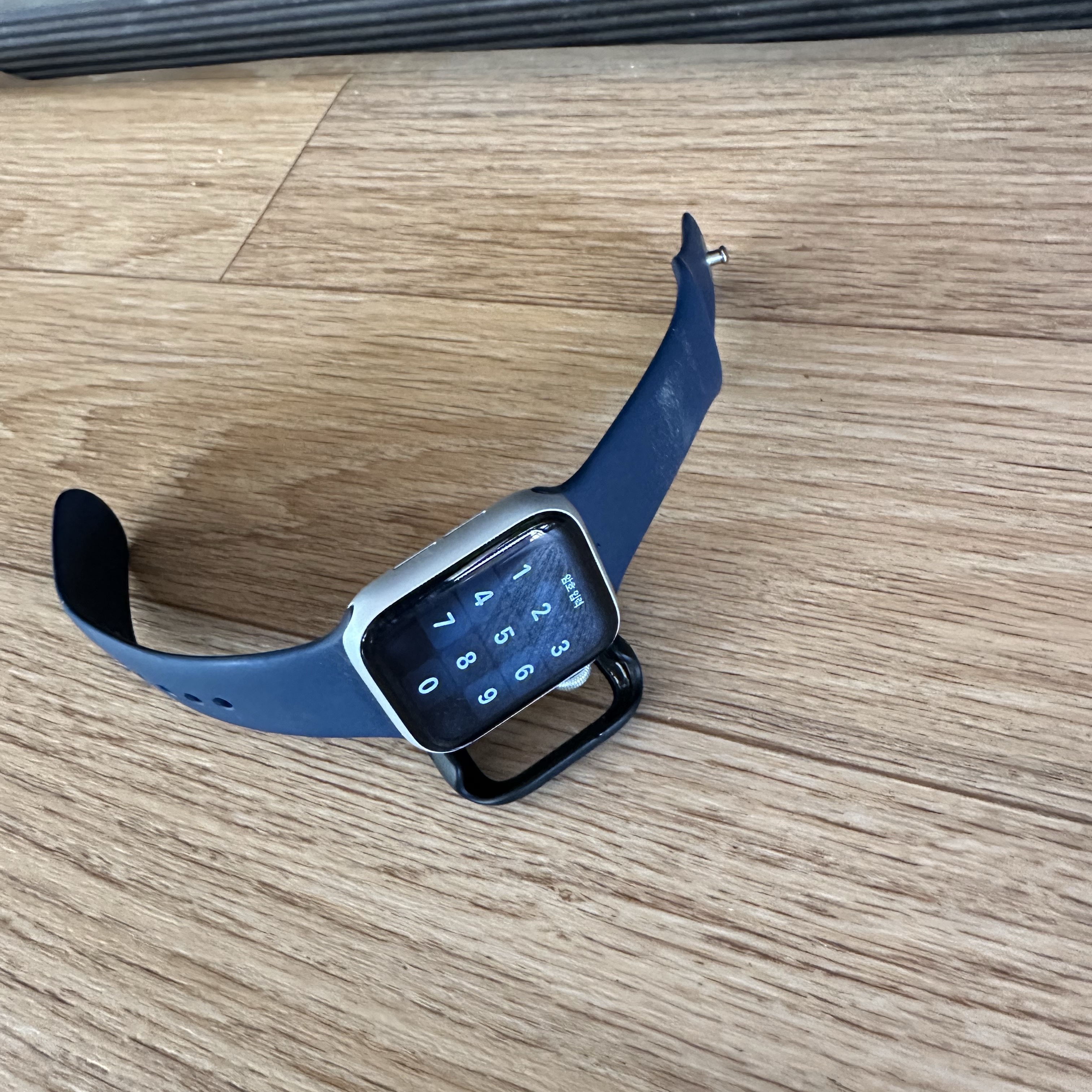 Apple Watch SE 40mm GPS Silver Aluminium Case with Sport Loop Storm Blue (Korean Ver.) 착용 스타일
