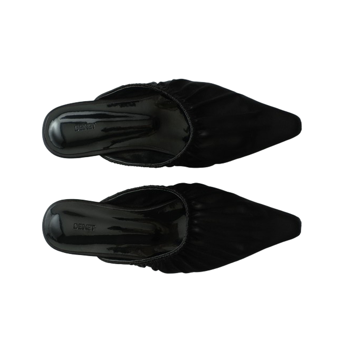 (W) 다이닛 셔링 스틸레토 뮬 블랙((W) Deinet Shirring Stilletto Mule in Black) - 2