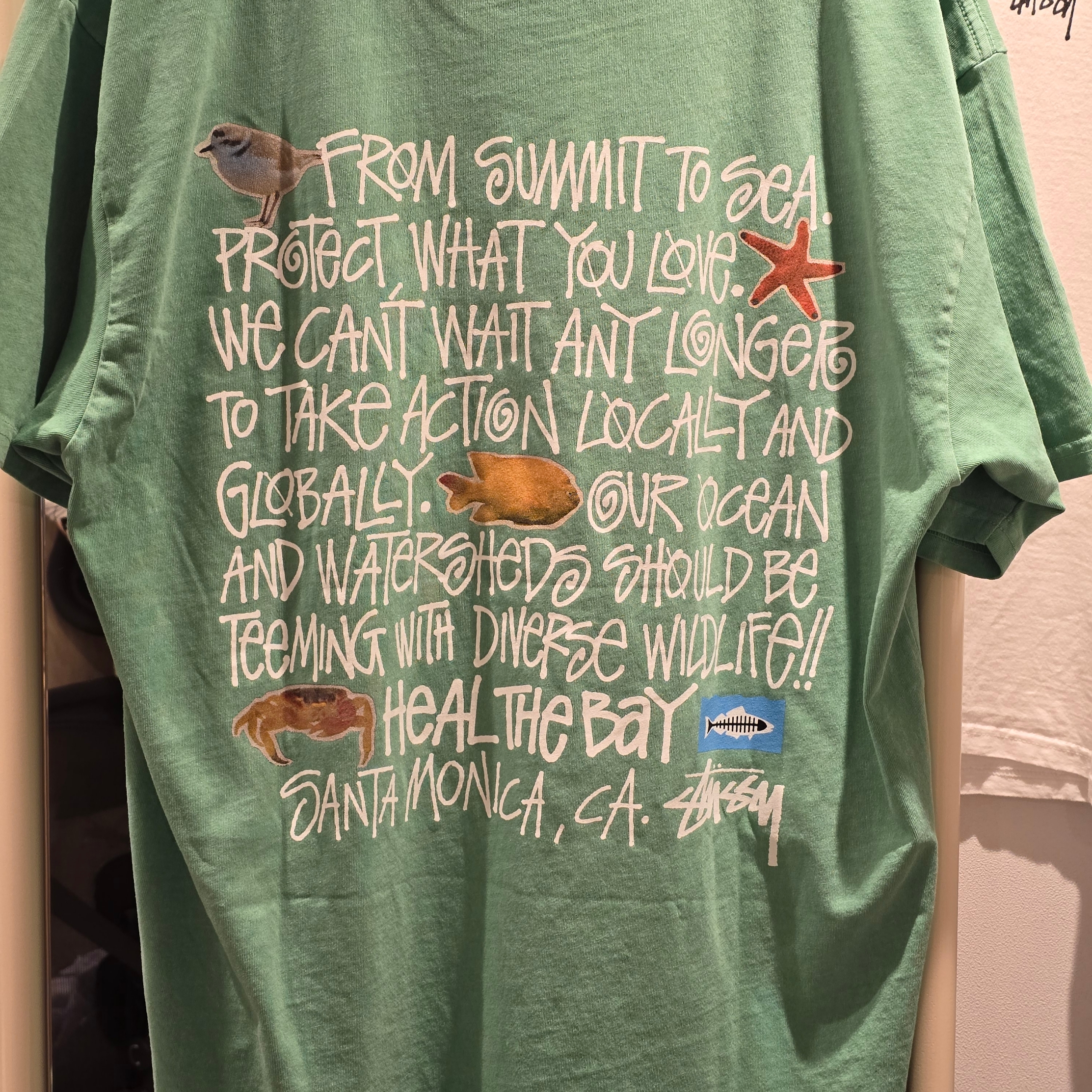 Stussy x Heal The Bay Summit To Sea Pigment Dyed T-Shirt Seafoam 착용 스타일 - 1
