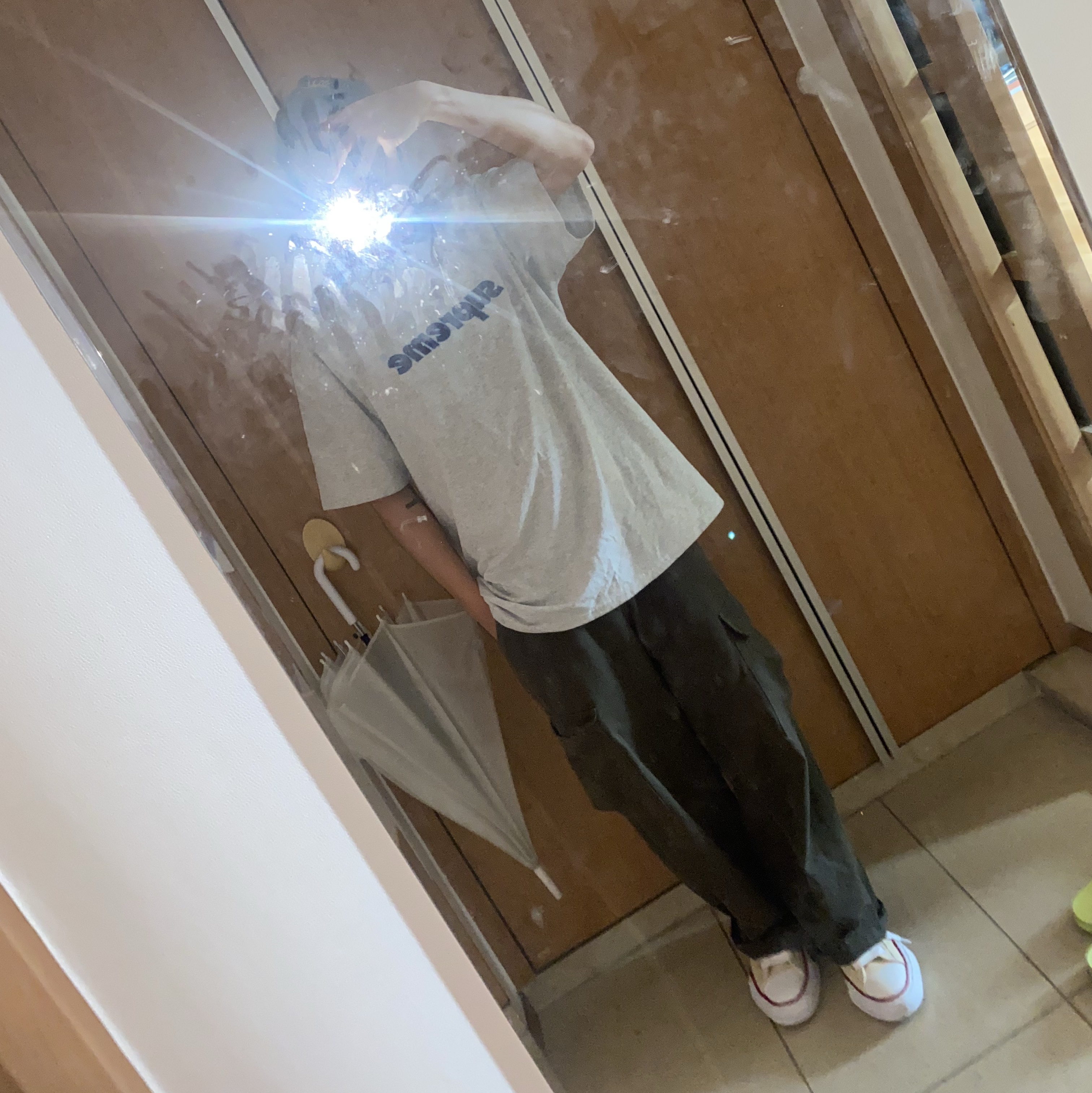 Supreme Pinline T-Shirt Ash Grey - 24SS, Maison Mihara Yasuhiro Peterson OG Sole Canvas Low-top Sneakers Natural 착용 스타일