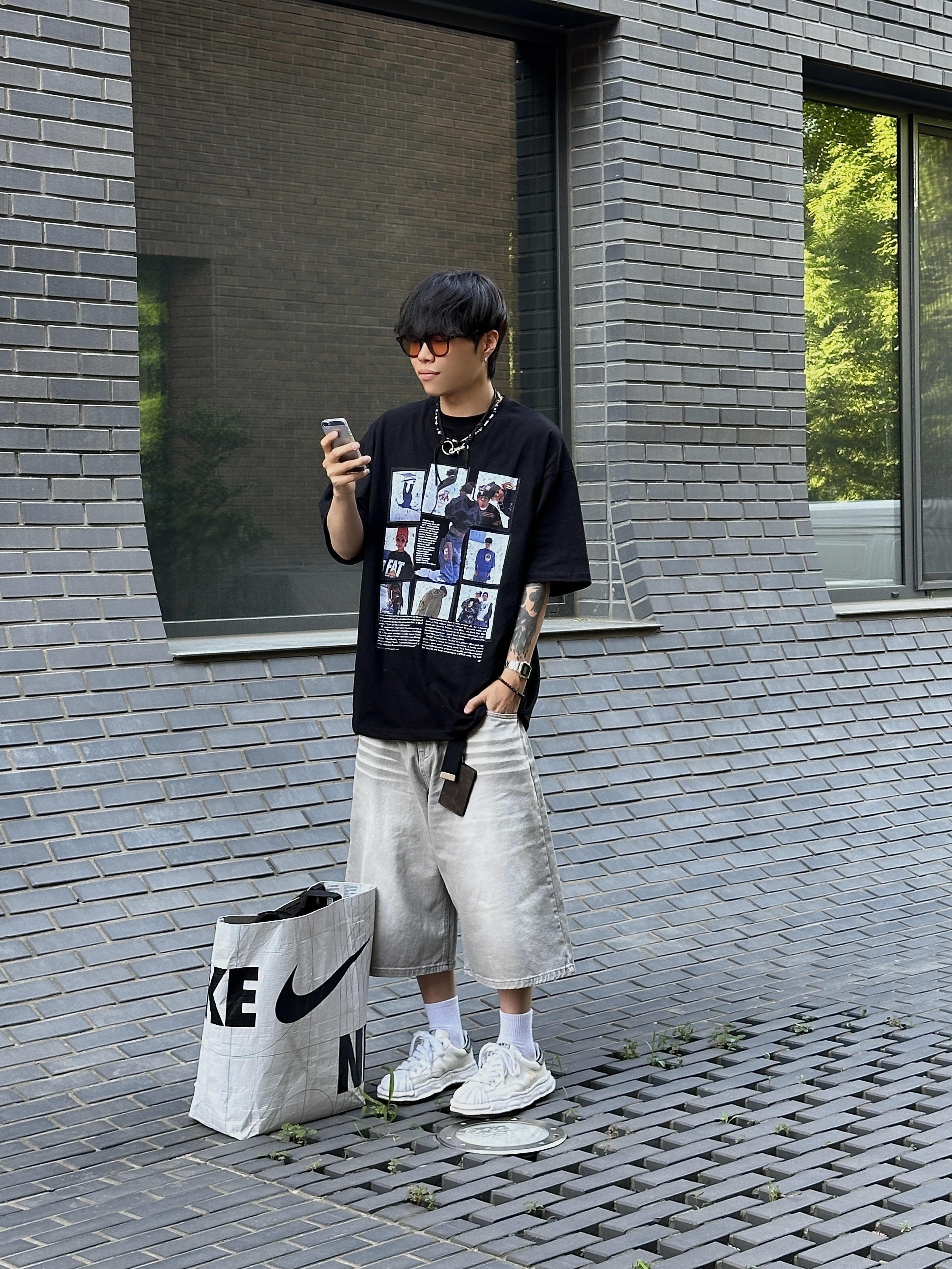 Maison Mihara Yasuhiro Blakey OG Sole Leather Low-top Sneakers White 착용 스타일 - 1