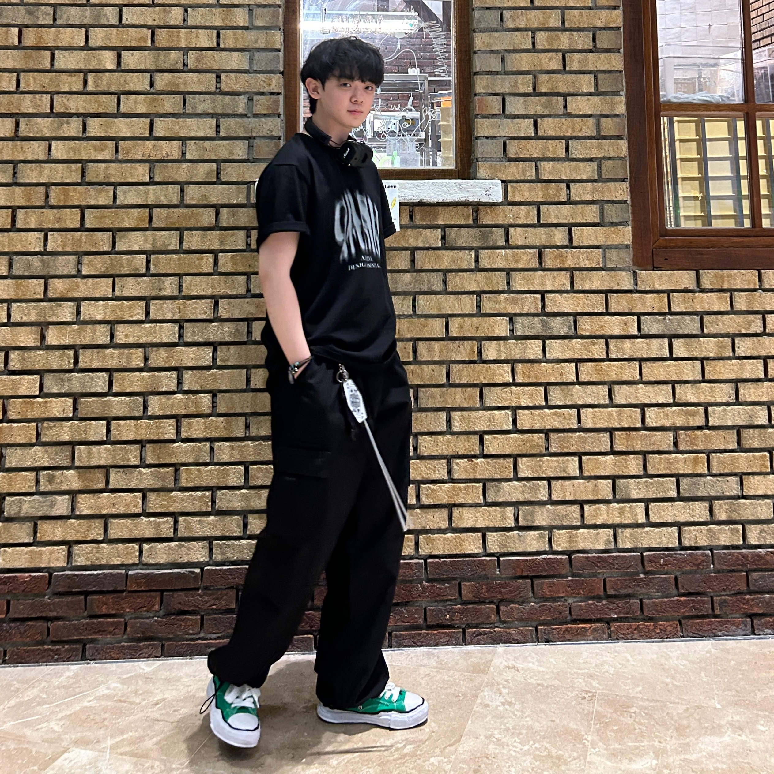 Maison Mihara Yasuhiro Peterson OG Sole Canvas Low Sneakers Green, Marshall Major IV Black (Korean Ver.) 착용 스타일 - 3