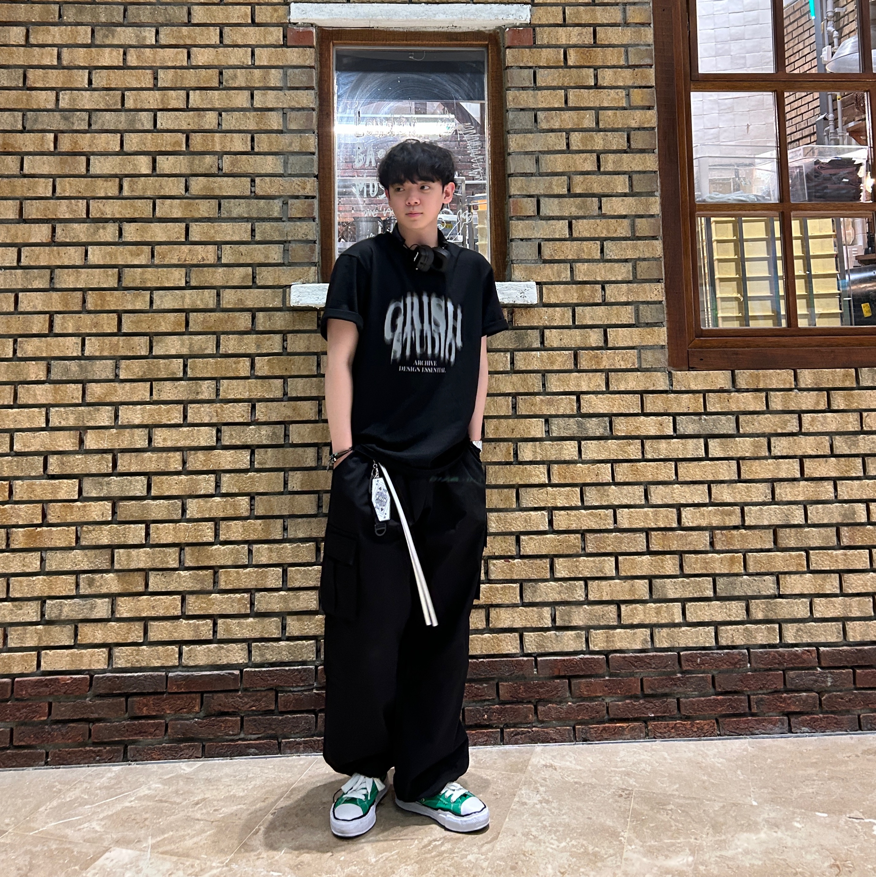 Maison Mihara Yasuhiro Peterson OG Sole Canvas Low Sneakers Green, Marshall Major IV Black (Korean Ver.) 착용 스타일 - 1
