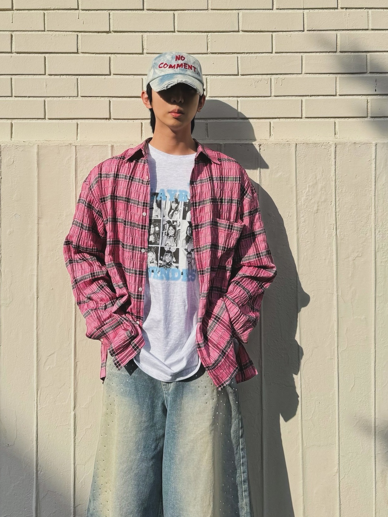 Nos Couleurs No Comment Cap Denim, Nike x Martine Rose Shox MR4 Black 착용 스타일 - 2