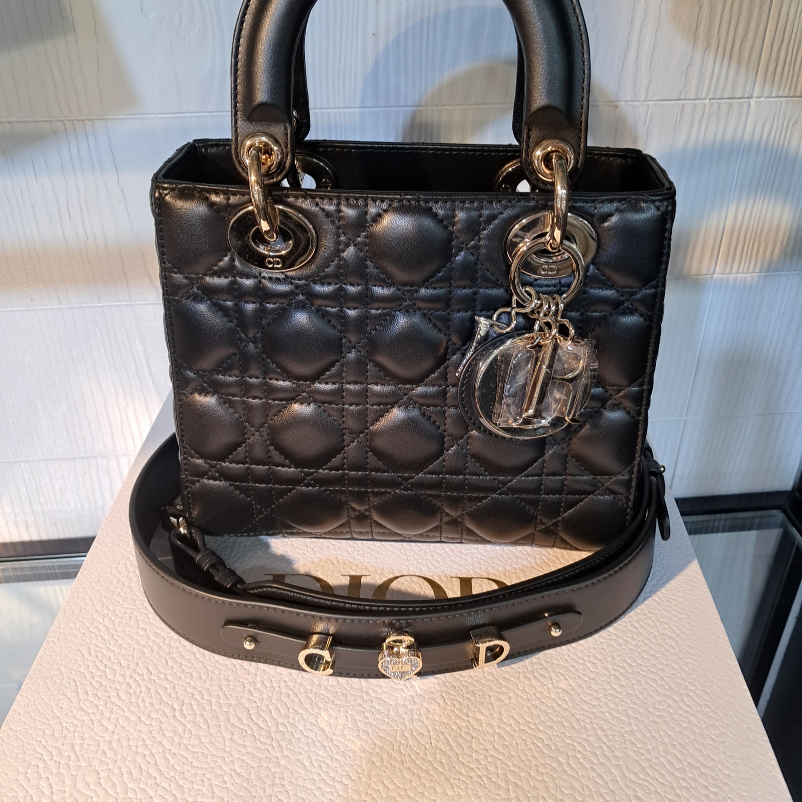 Dior Small Lady Bag My ABCDior Cannage Lambskin Black 착용 스타일