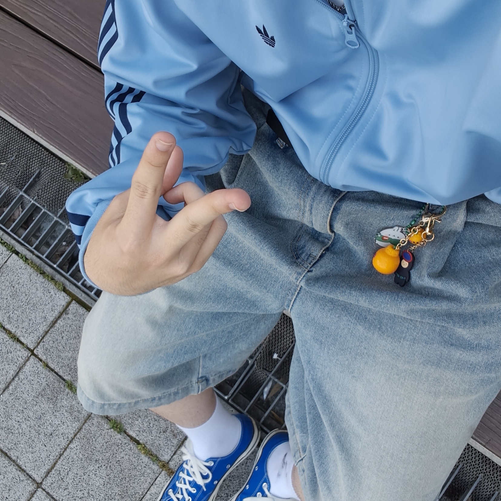 Adidas Beckenbauer Track Top Ambient Sky - KR Sizing 착용 스타일 - 2