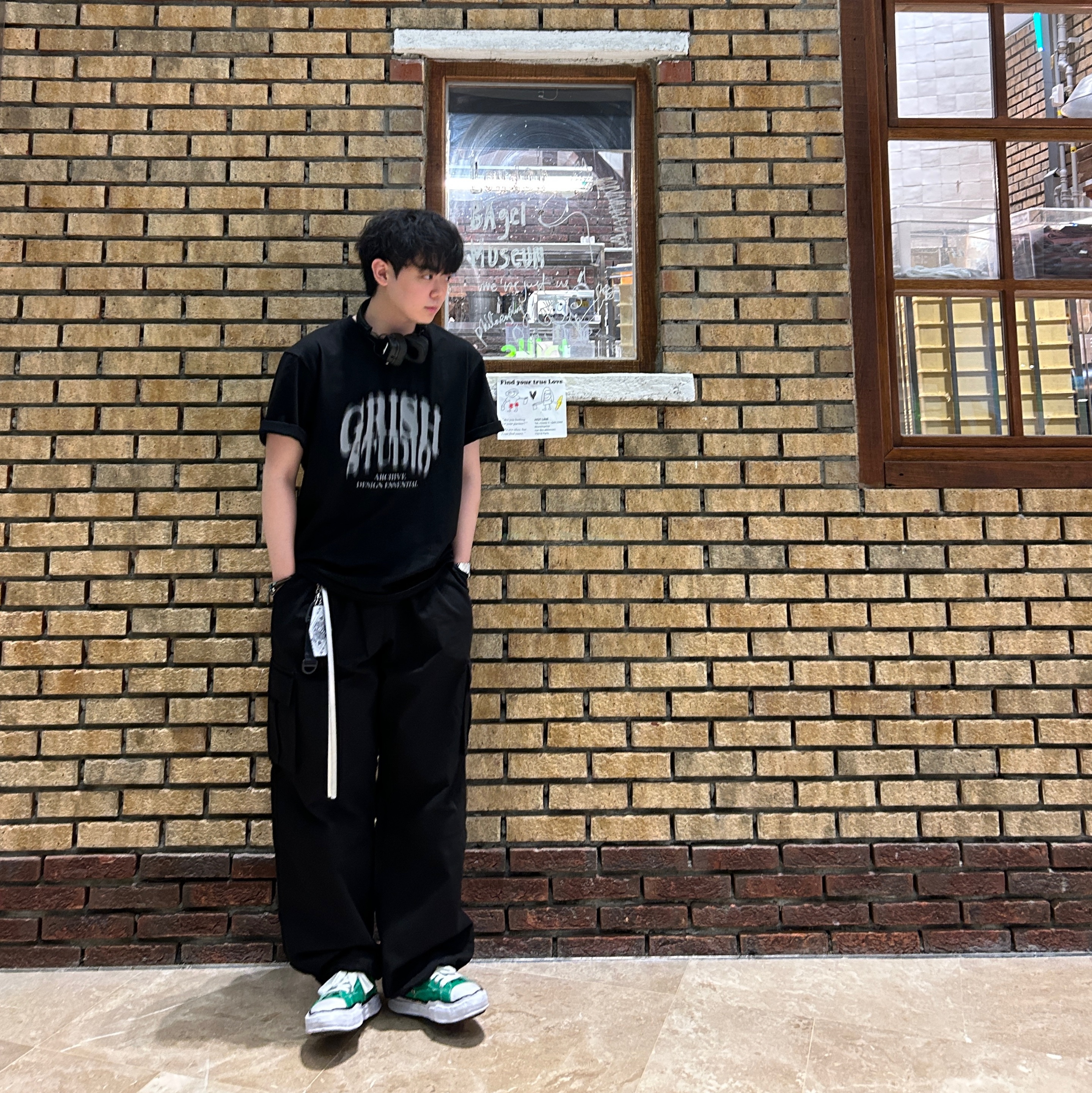 Maison Mihara Yasuhiro Peterson OG Sole Canvas Low Sneakers Green, Marshall Major IV Black (Korean Ver.) 착용 스타일 - 2