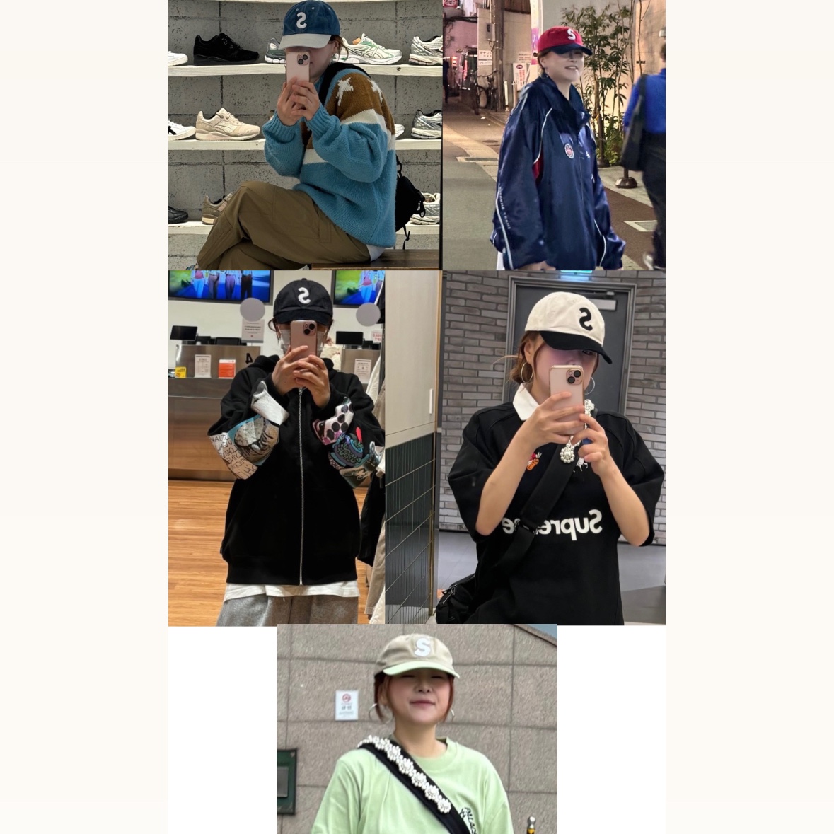 Supreme 2-Tone S Logo 6-Panel Tan - 24SS, Supreme 2-Tone S Logo 6-Panel Washed Denim - 24SS 착용 스타일