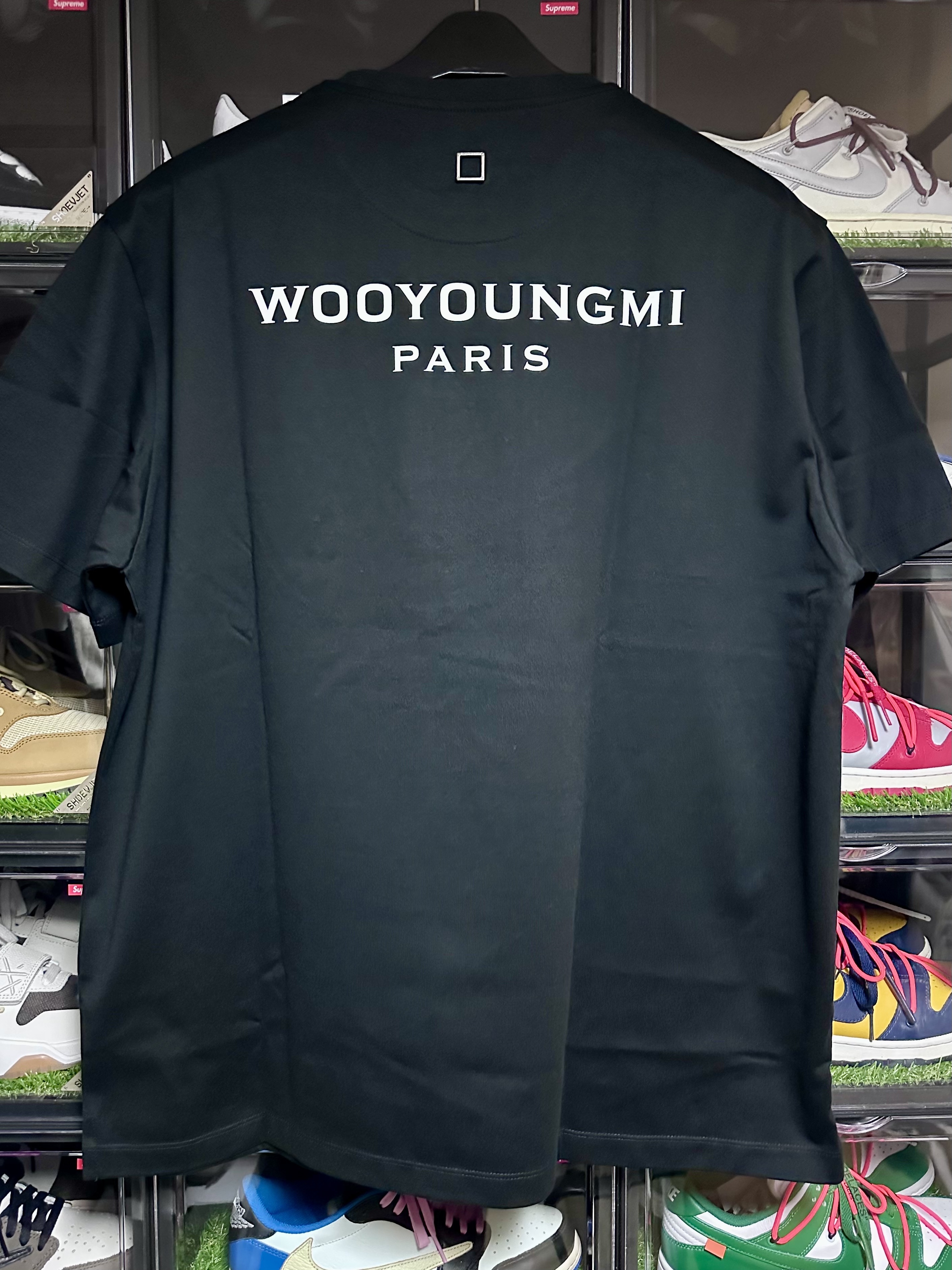 Wooyoungmi Cotton Back Logo T-Shirt Black - 24SS 착용 스타일 - 1