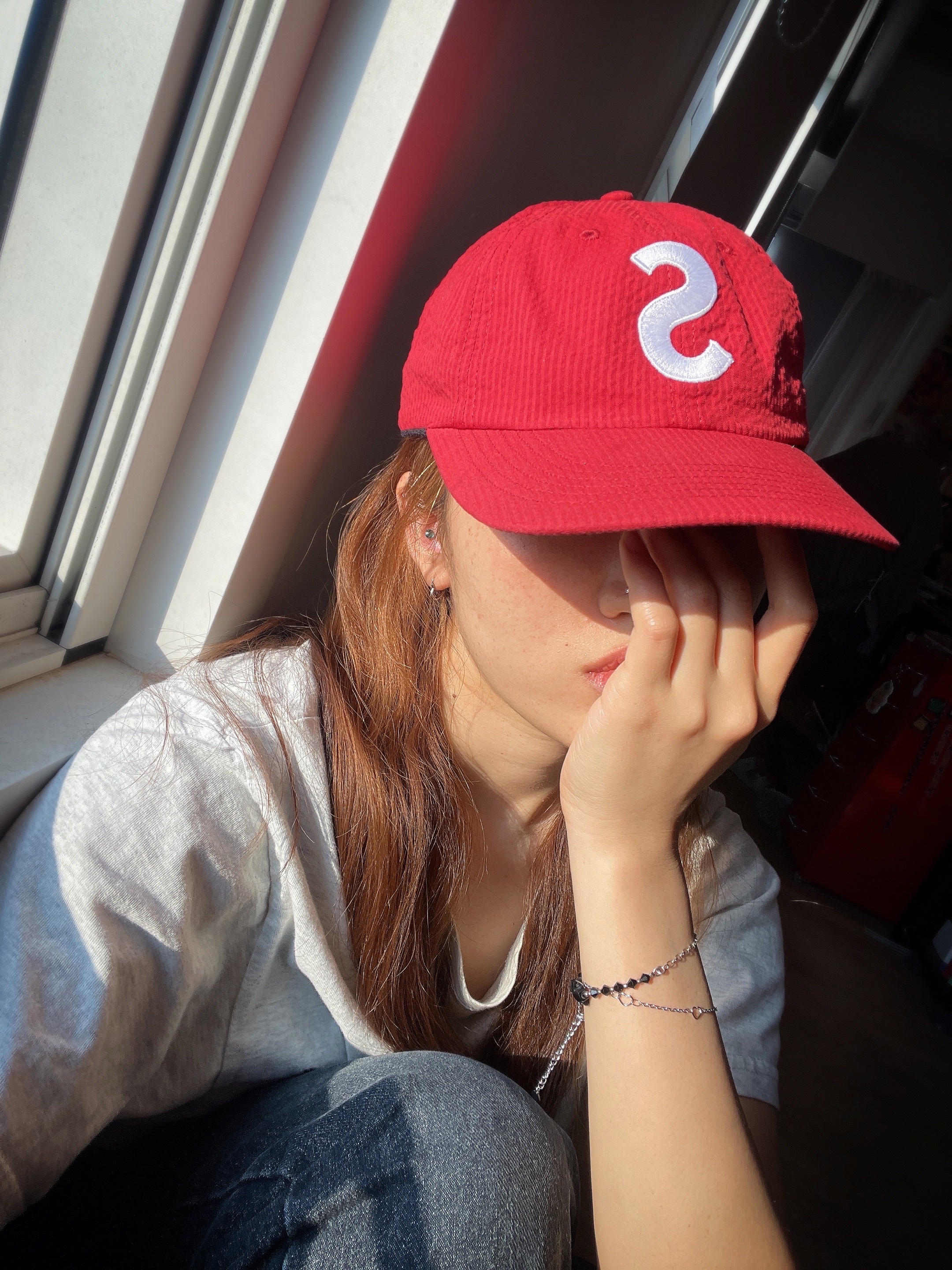 Supreme Seersucker S Logo 6-Panel Red - 24SS 착용 스타일 - 2