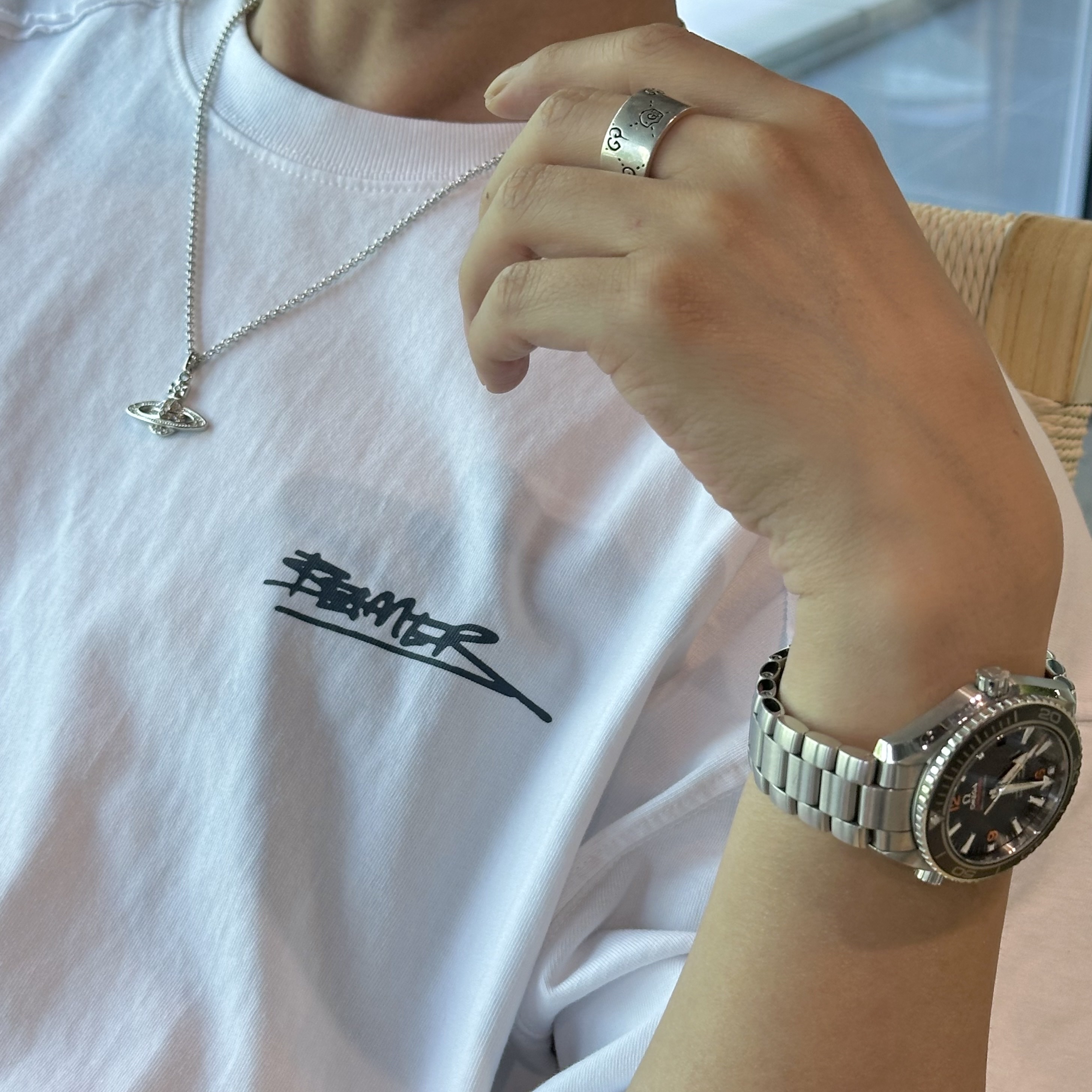 Vivienne Westwood Mini Bas Relief Pendant Silver, Gucci Ghost Ring Silver 12mm 착용 스타일