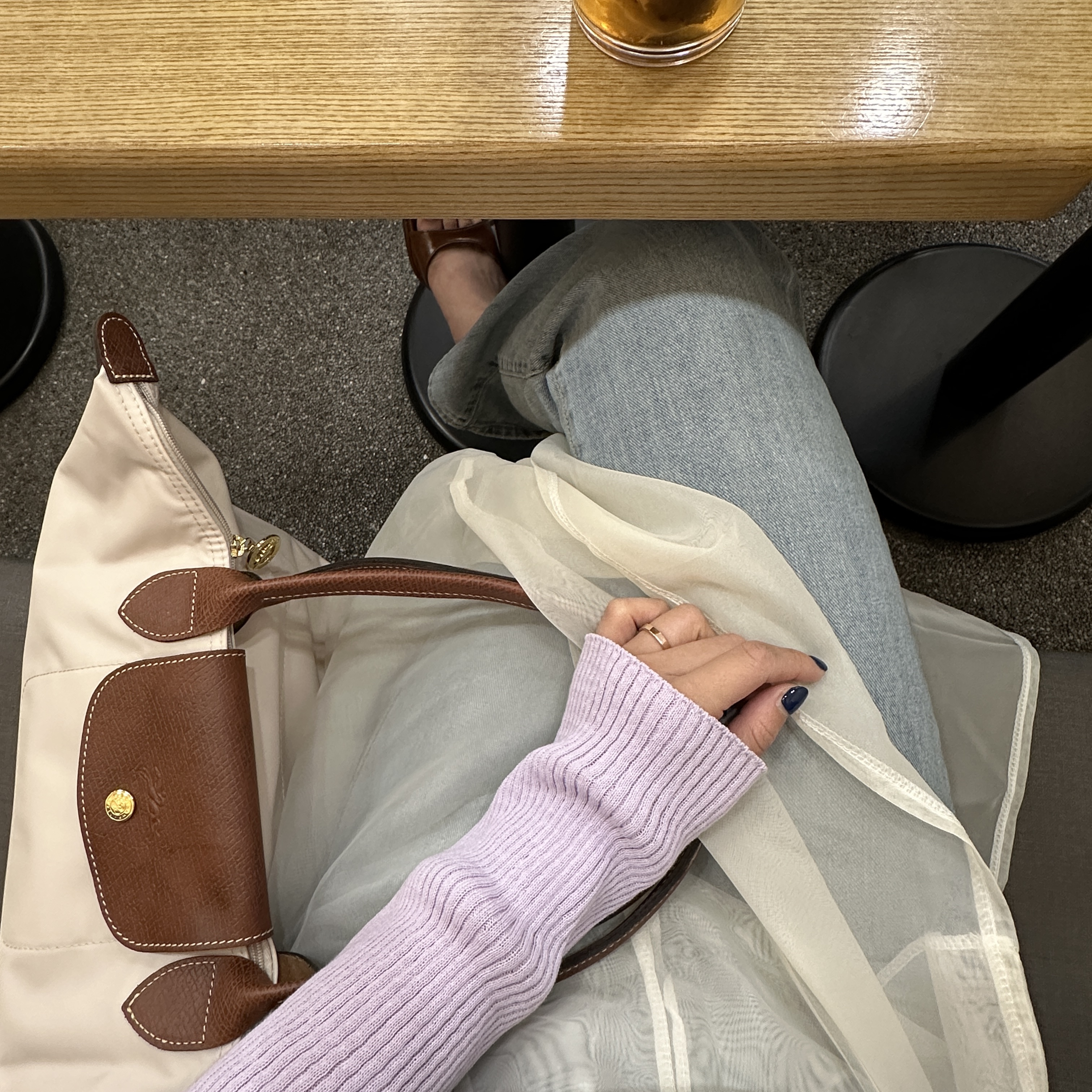 Longchamp Le Pliage Original Tote Bag M Paper 착용 스타일 - 1