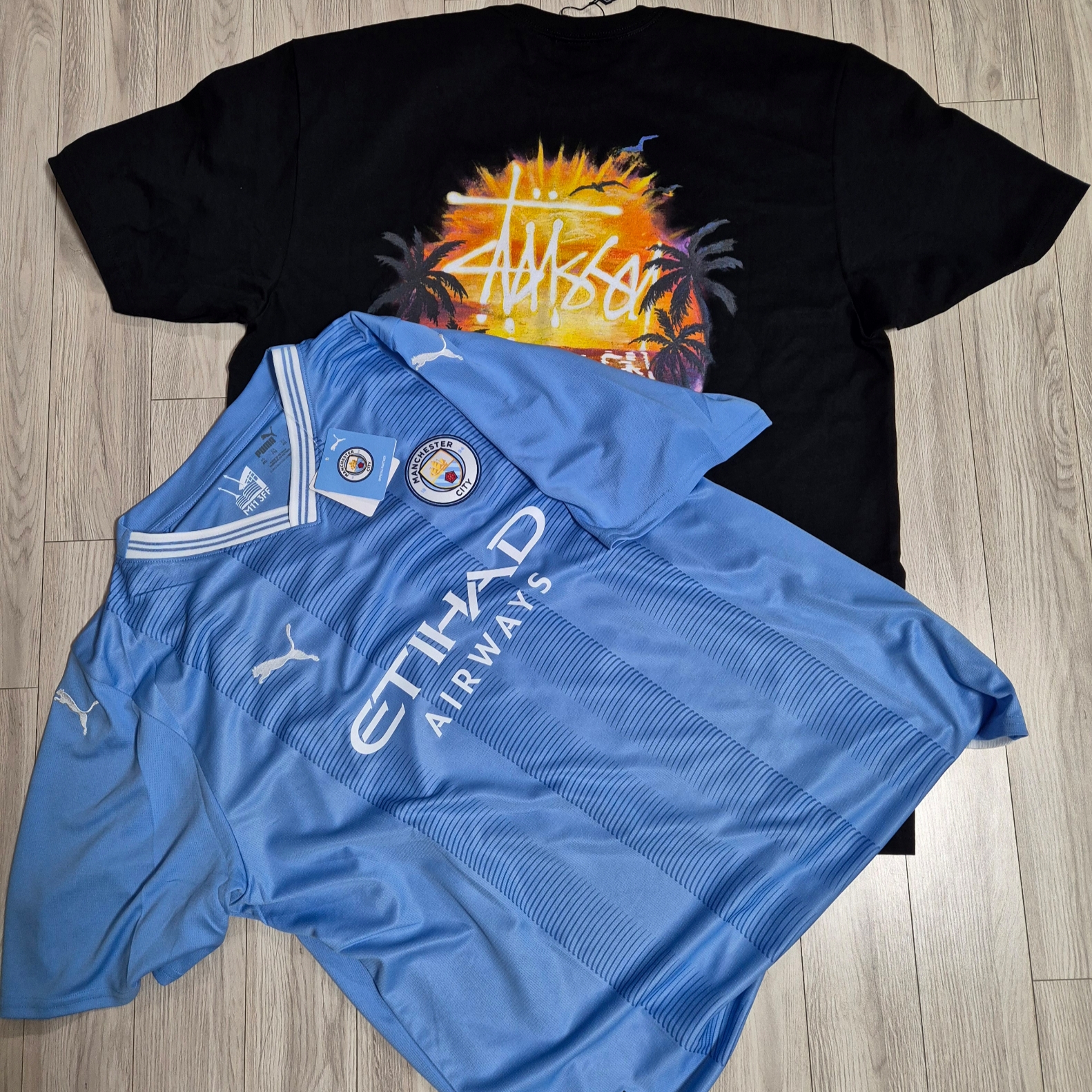 Stussy Sunset T-Shirt Black 착용 스타일 - 3