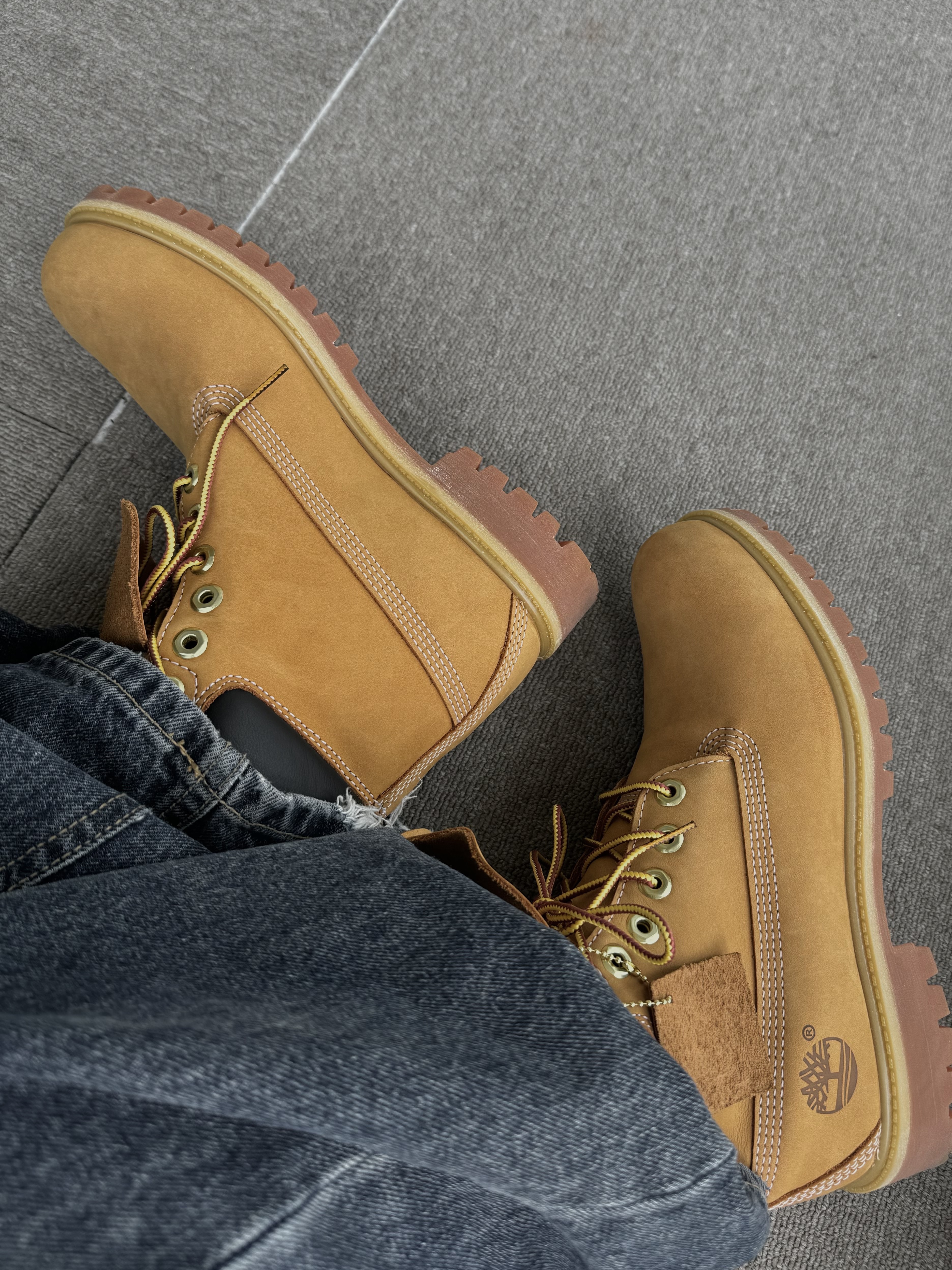 Timberland Premium 6 inch Waterproof Boot Wheat Nubuck - Wide 착용 스타일 - 2