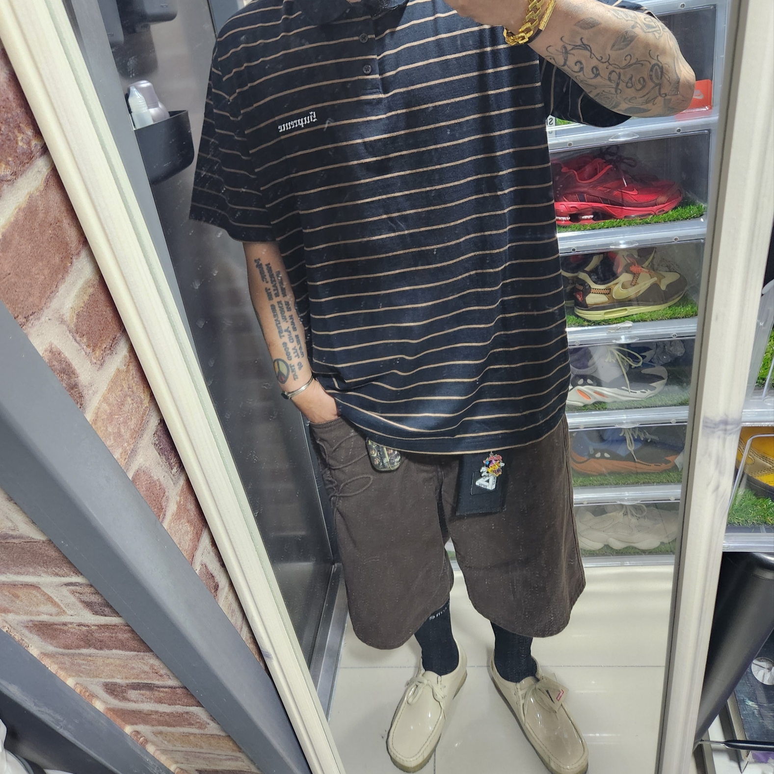 Supreme x Melvins Stripe S/S Polo Black - 24SS 착용 스타일 - 2